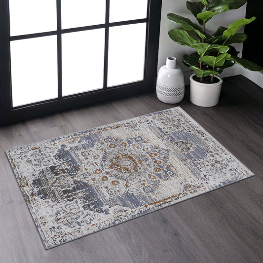 Loom & Luxe Cream & Gold & Medallion Area Rug
