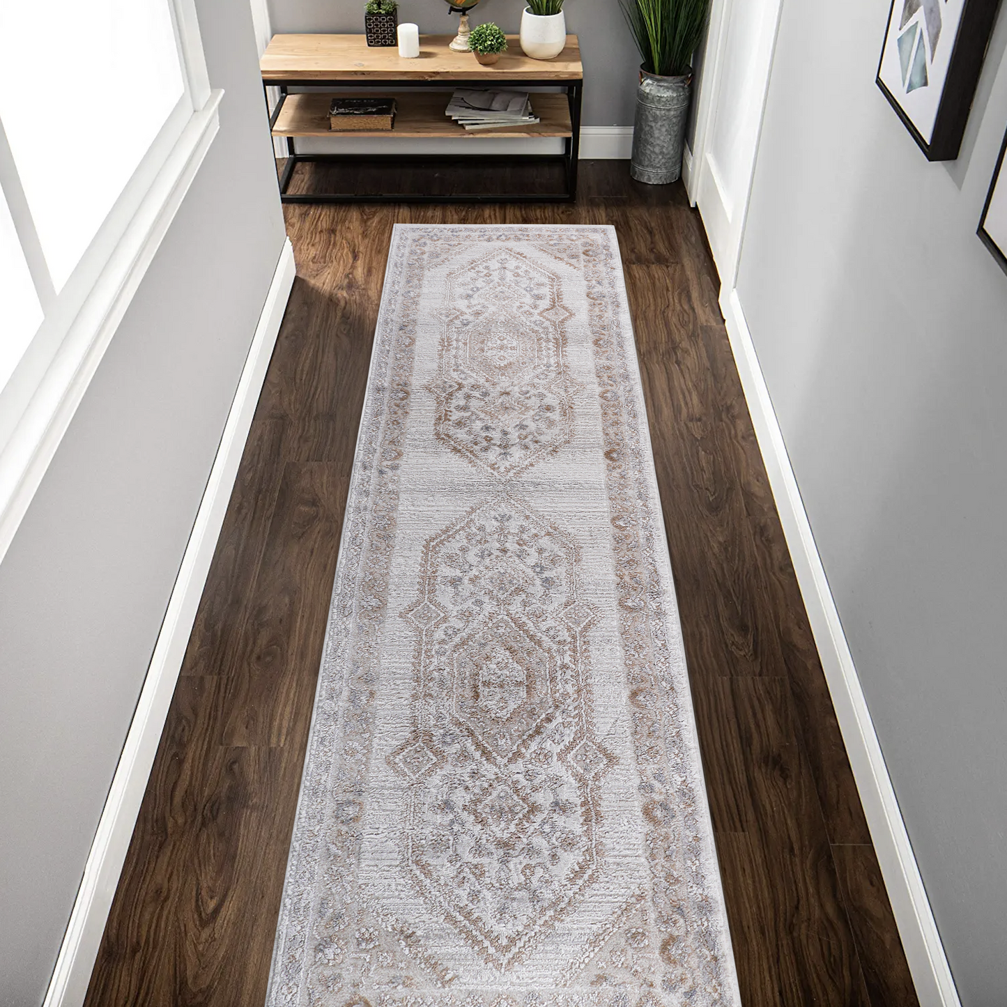 Loom & Luxe Cream & Ivory & Bordered Area Rug