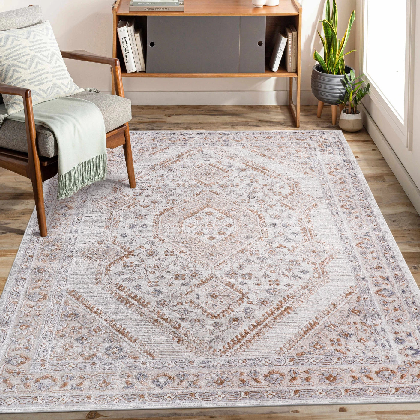 Loom & Luxe Cream & Ivory & Bordered Area Rug