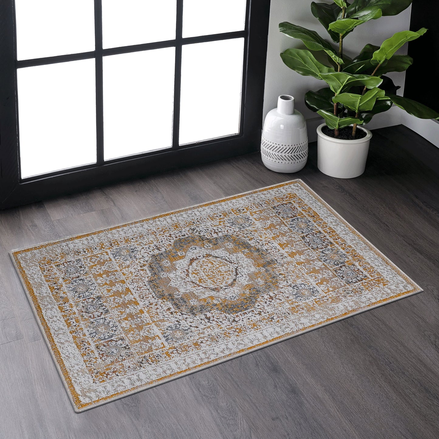 Loom & Luxe Cream & Ivory & Medallion Area Rug