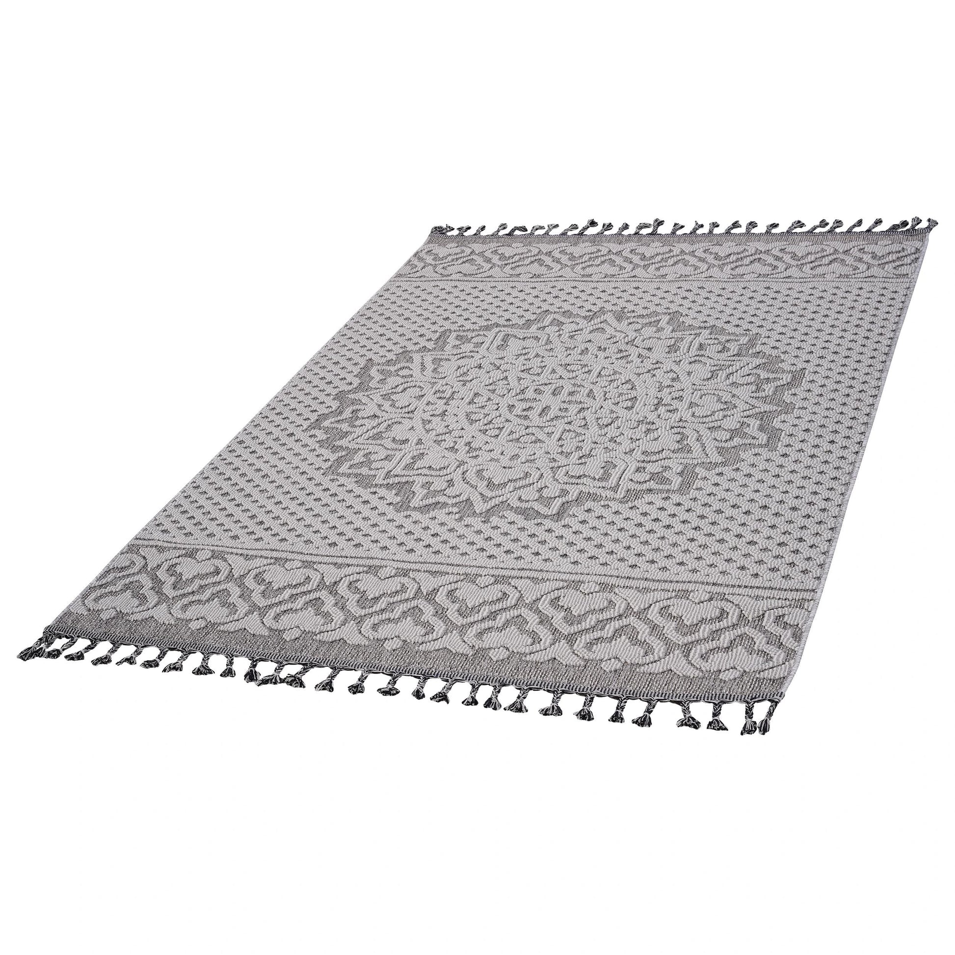 Loom & Luxe Gray & White & Medallion Indoor/Outdoor Area Rug
