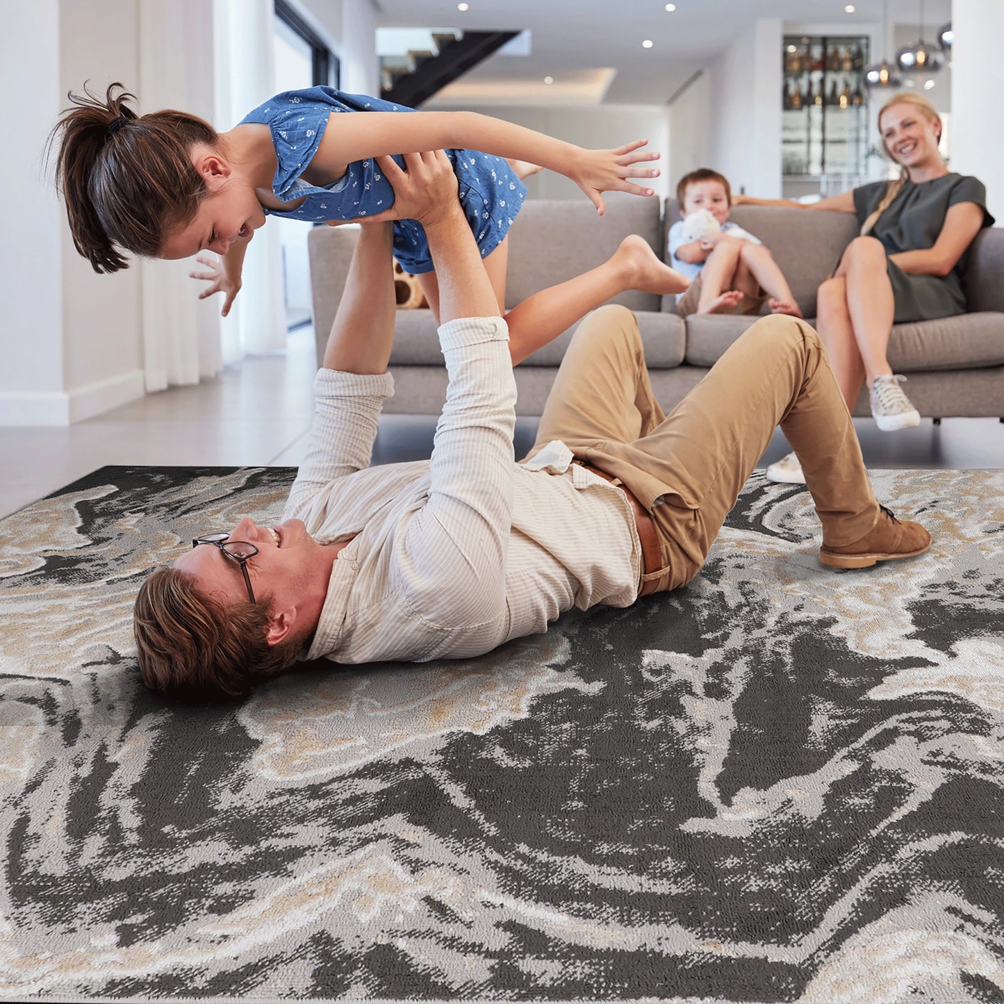 Loom & Luxe Grey & Abstract Area Rug