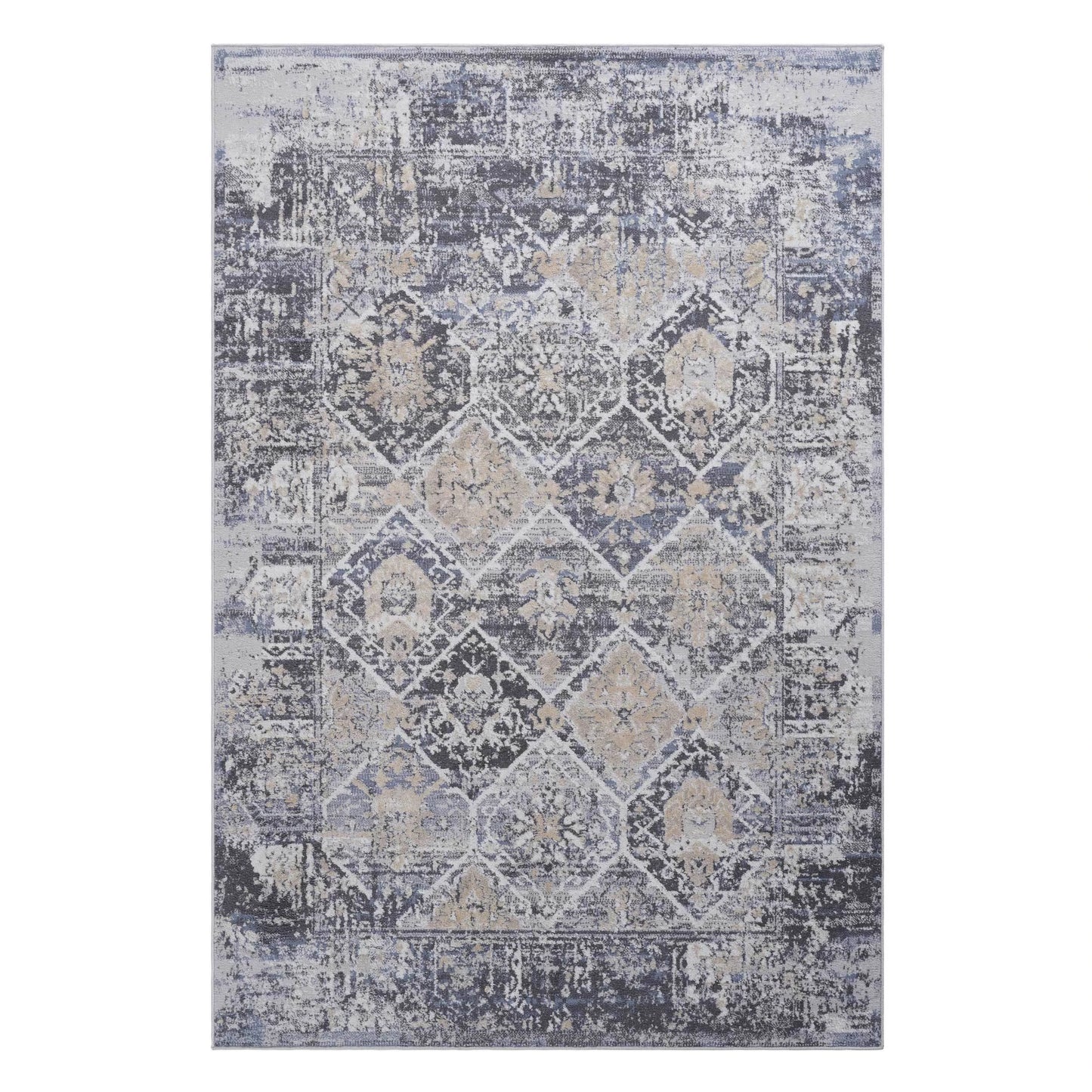 Loom & Luxe Grey & Blue & Traditional Area Rug