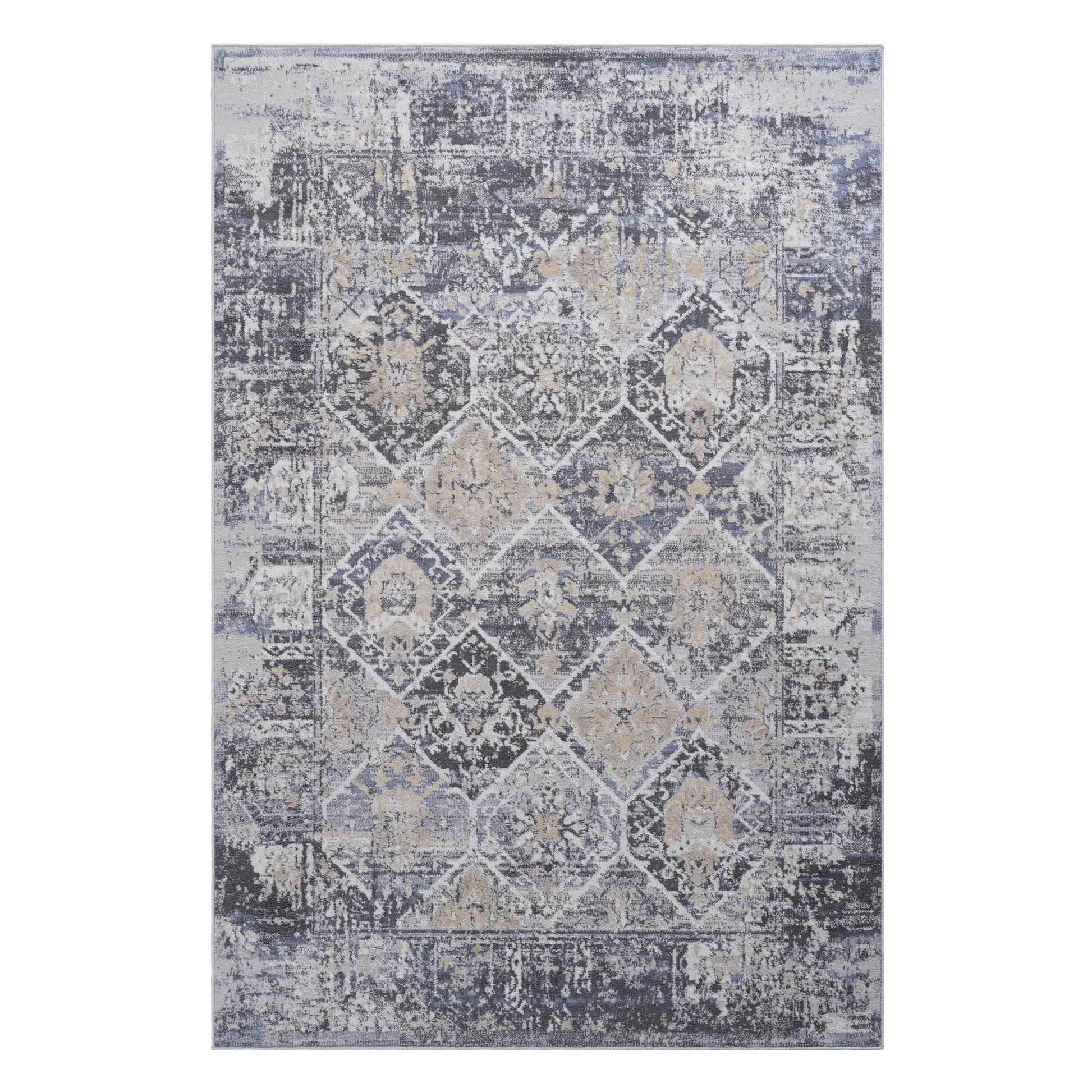 Loom & Luxe Grey & Blue & Traditional Area Rug