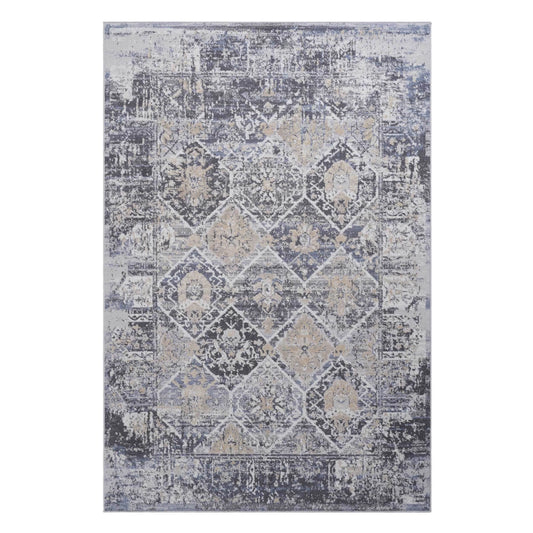 Loom & Luxe Grey & Blue & Traditional Area Rug