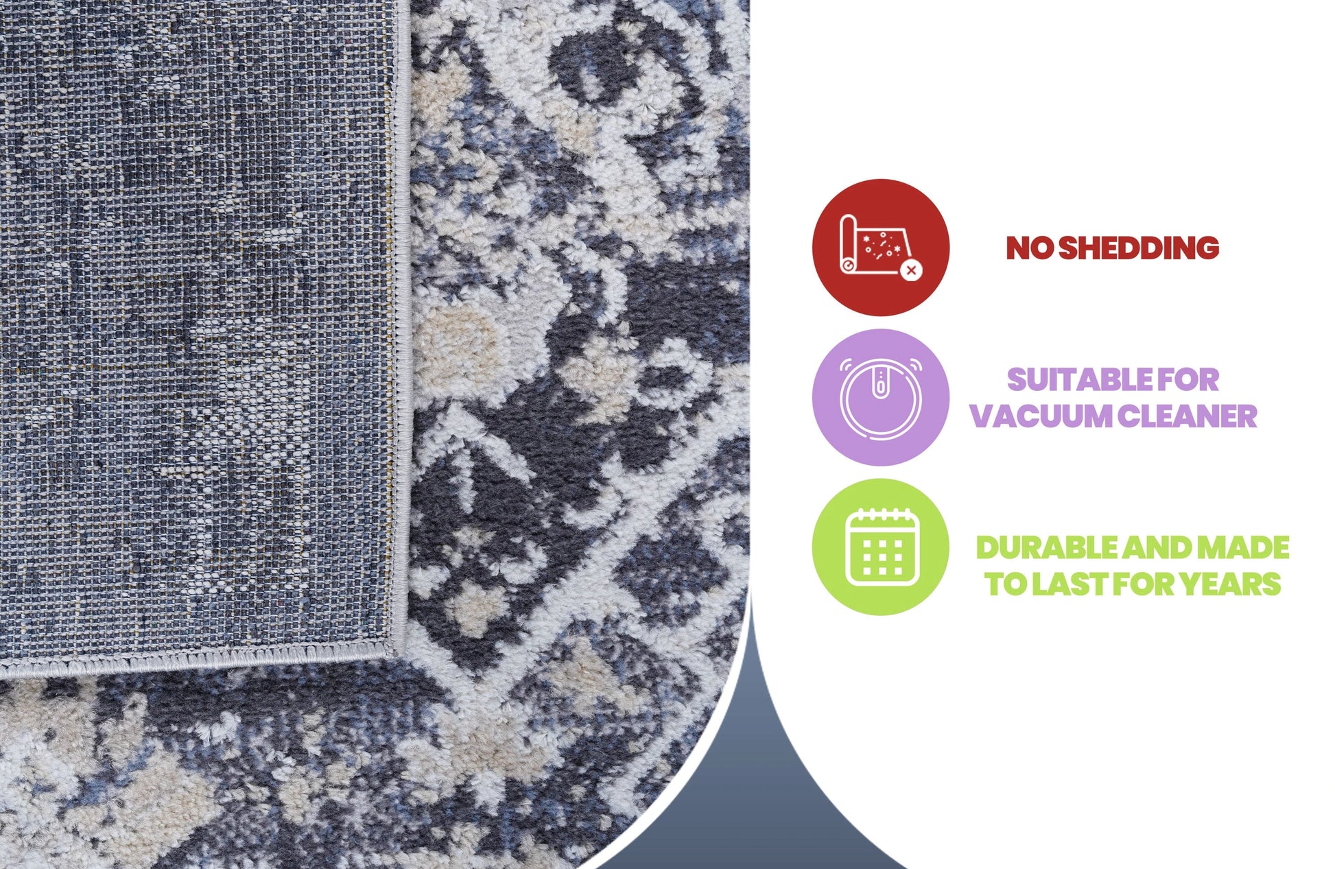 Loom & Luxe Grey & Blue & Traditional Area Rug