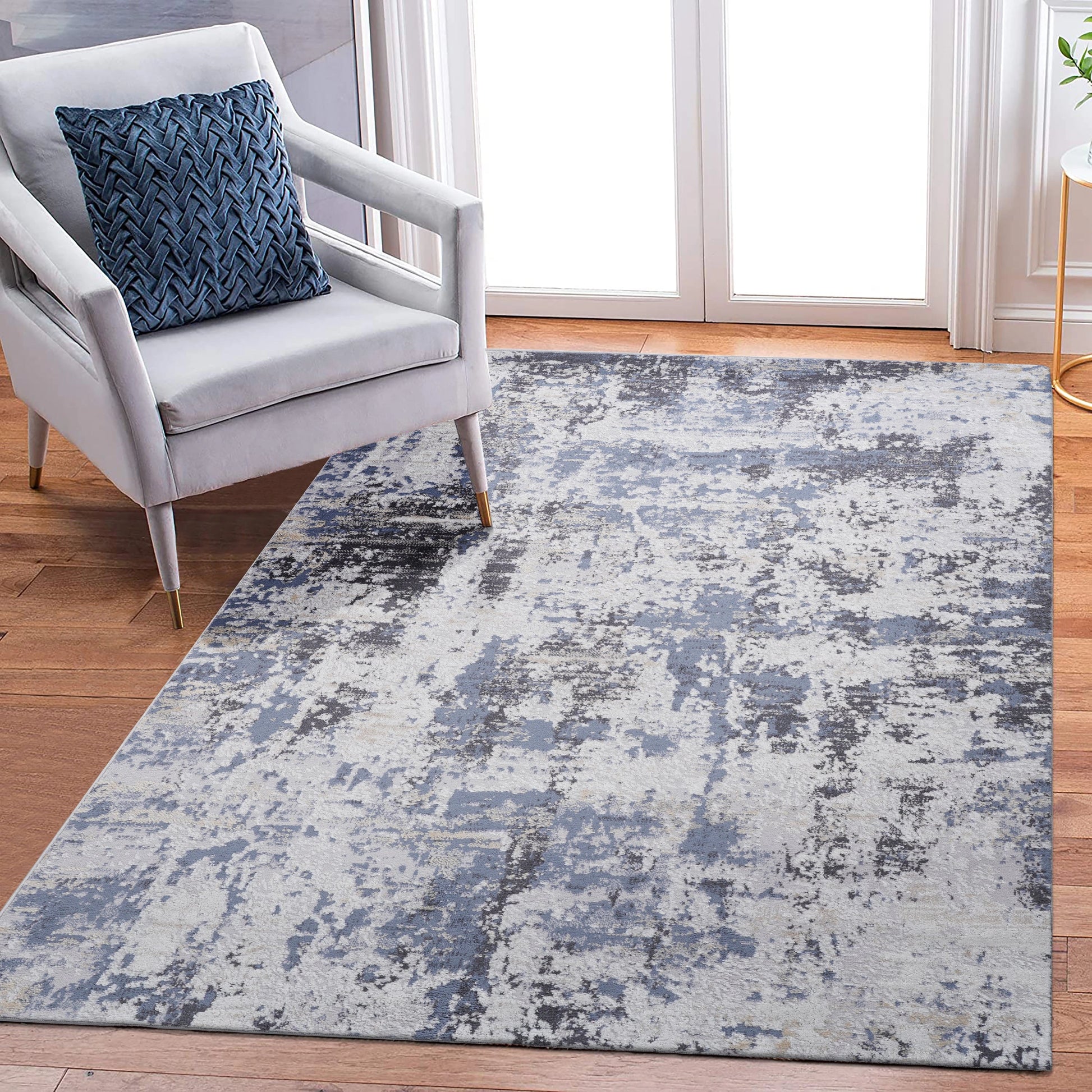 Loom & Luxe Grey & Denim & Abstract Area Rug