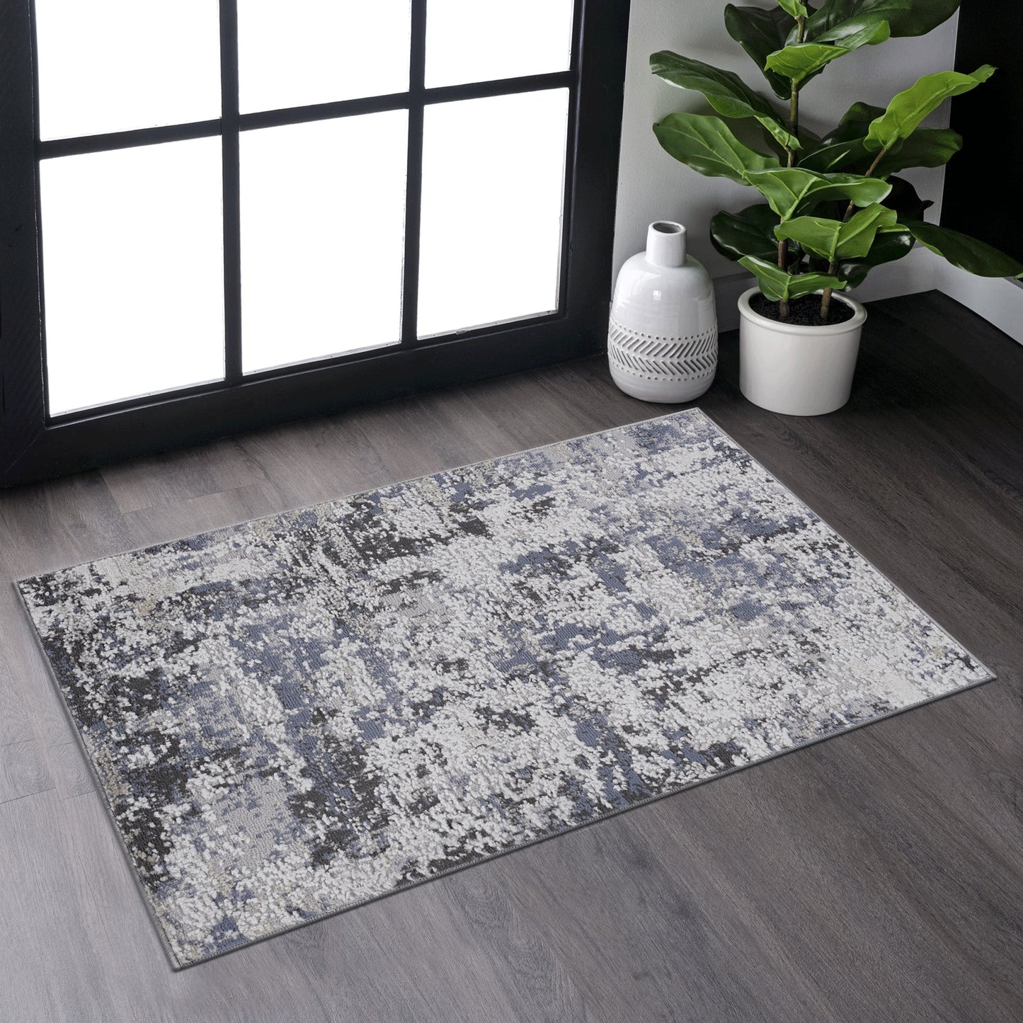 Loom & Luxe Grey & Denim & Traditional Area Rug