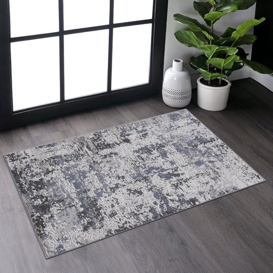 Loom & Luxe Grey & Denim & Traditional Area Rug