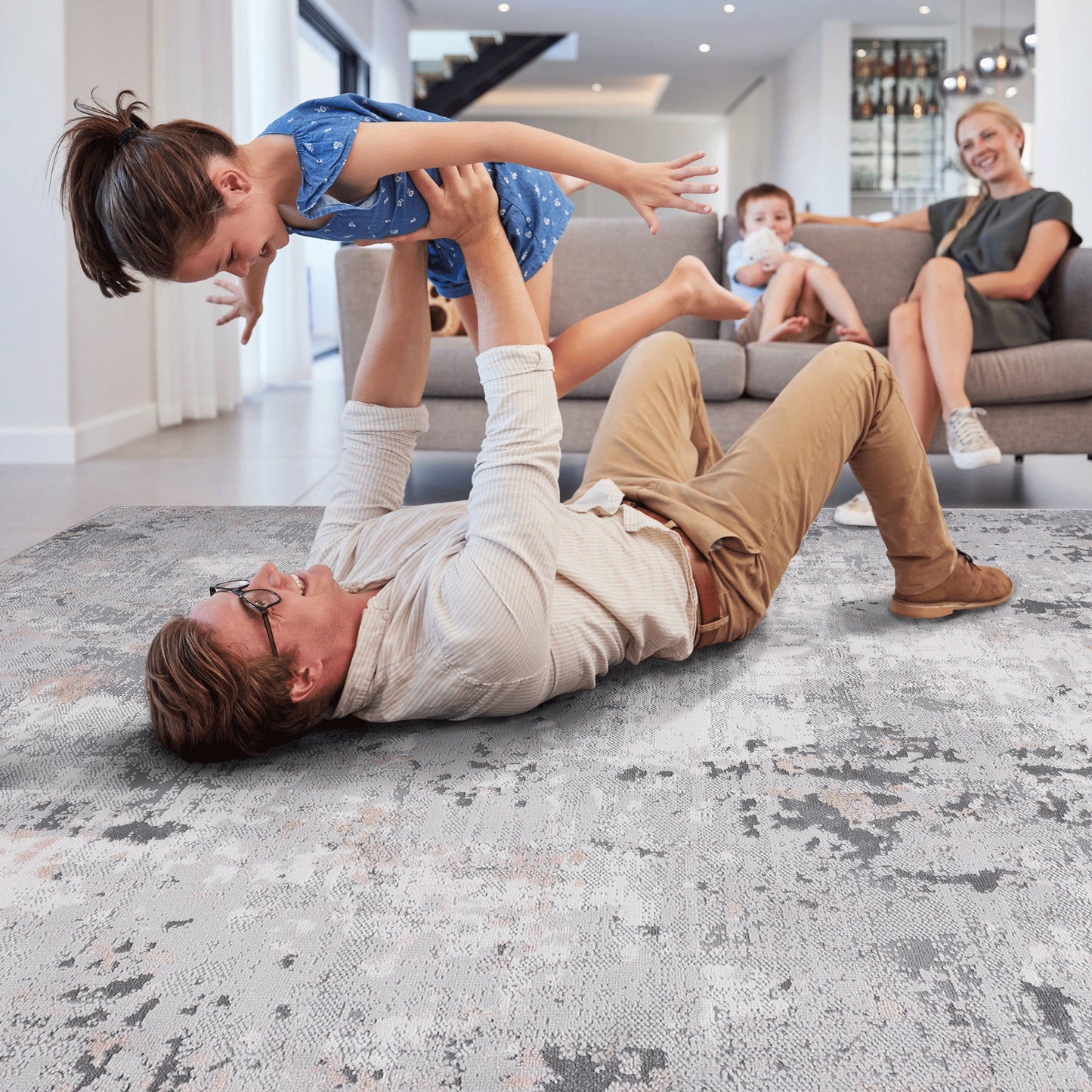 Loom & Luxe Grey & Multi & Abstract Area Rug