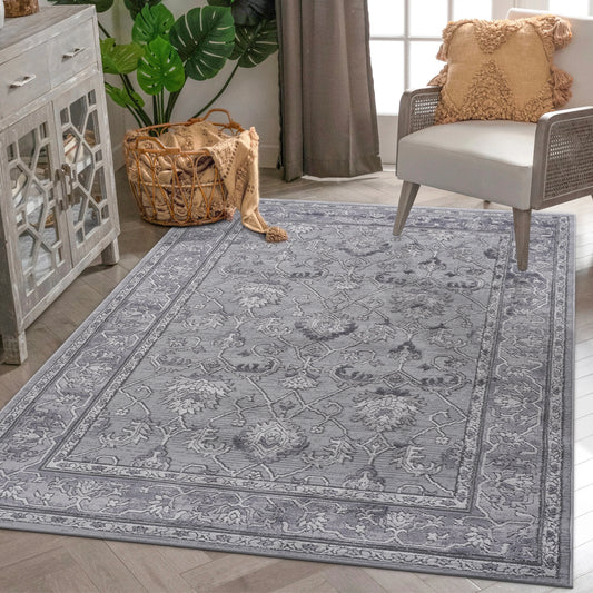 Loom & Luxe Grey & Oriental Area Rug