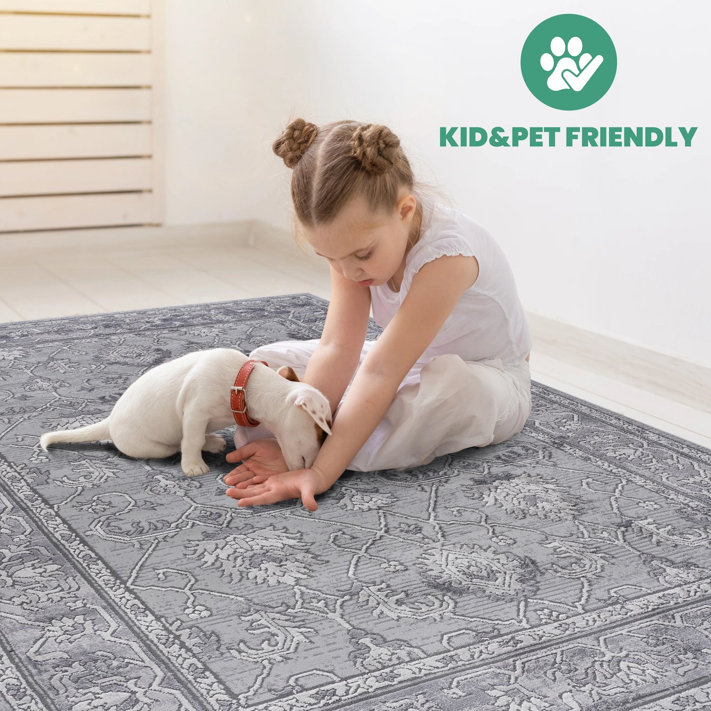 Loom & Luxe Grey & Oriental Area Rug