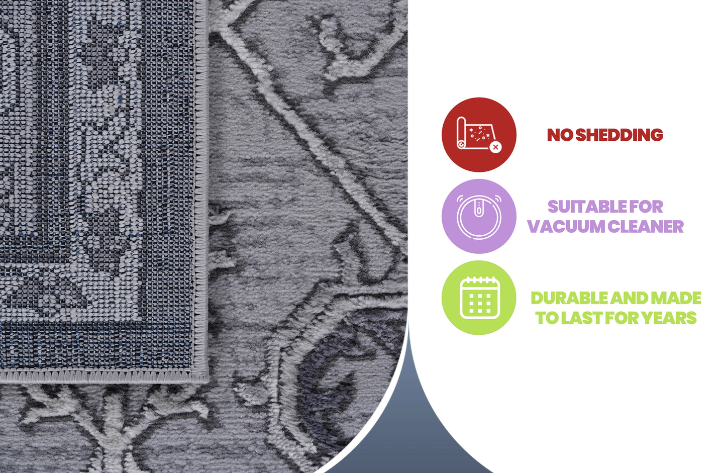 Loom & Luxe Grey & Oriental Area Rug