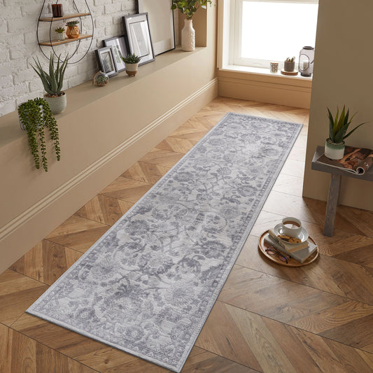Loom & Luxe Grey & Silver & Oriental Area Rug