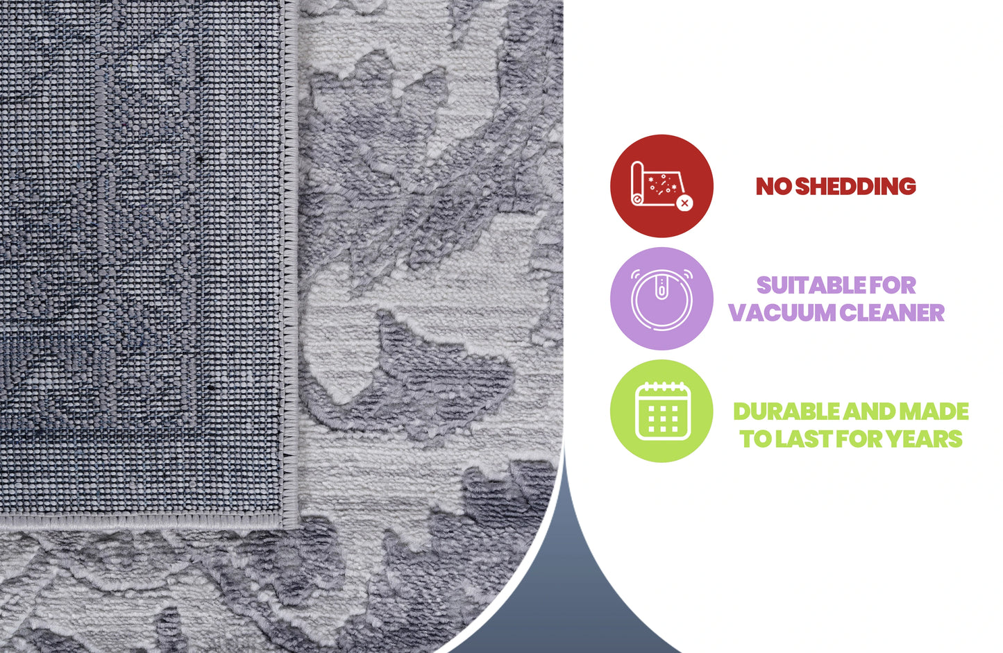 Loom & Luxe Grey & Silver & Oriental Area Rug