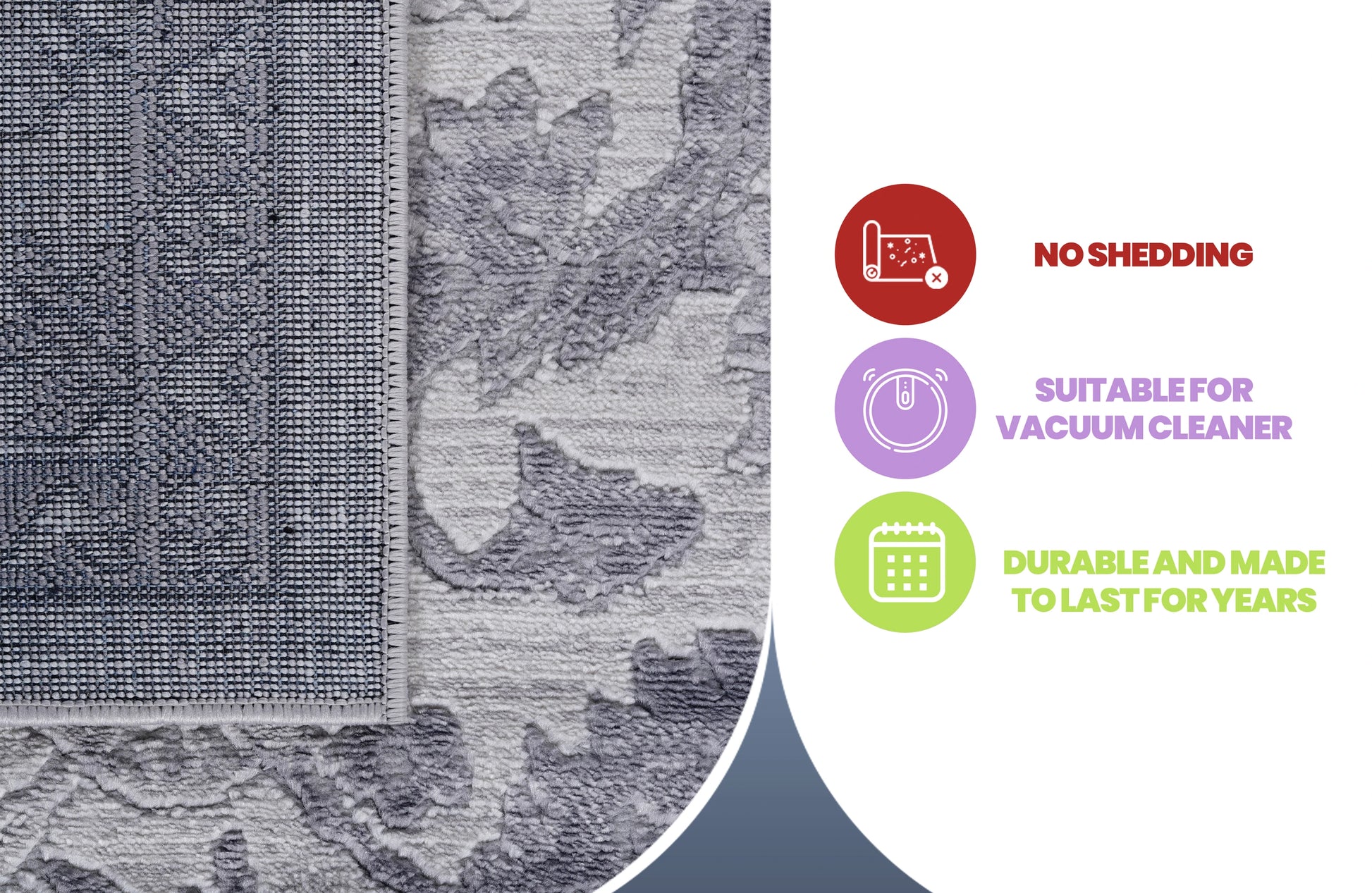 Loom & Luxe Grey & Silver & Oriental Area Rug
