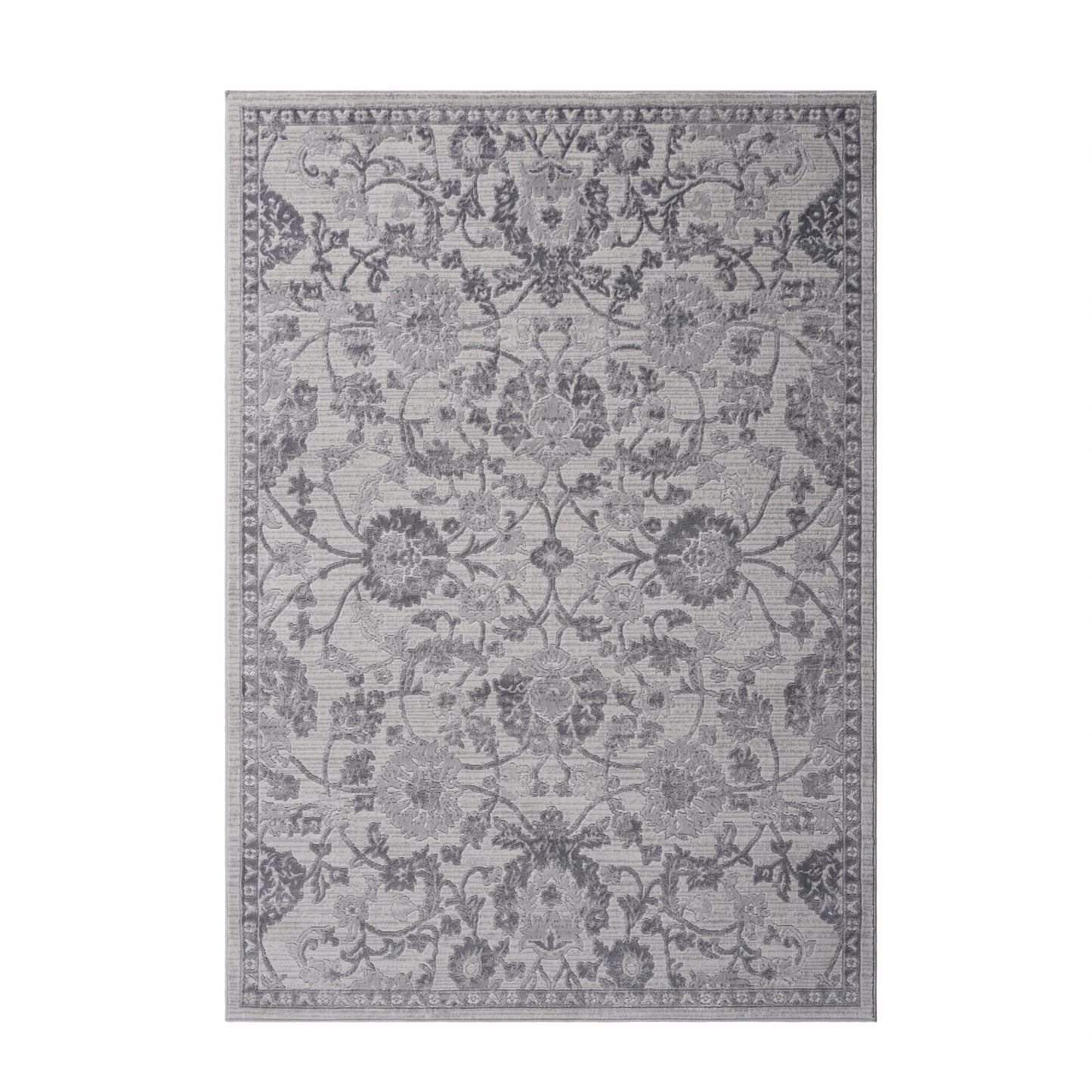 Loom & Luxe Grey & Silver & Oriental Area Rug