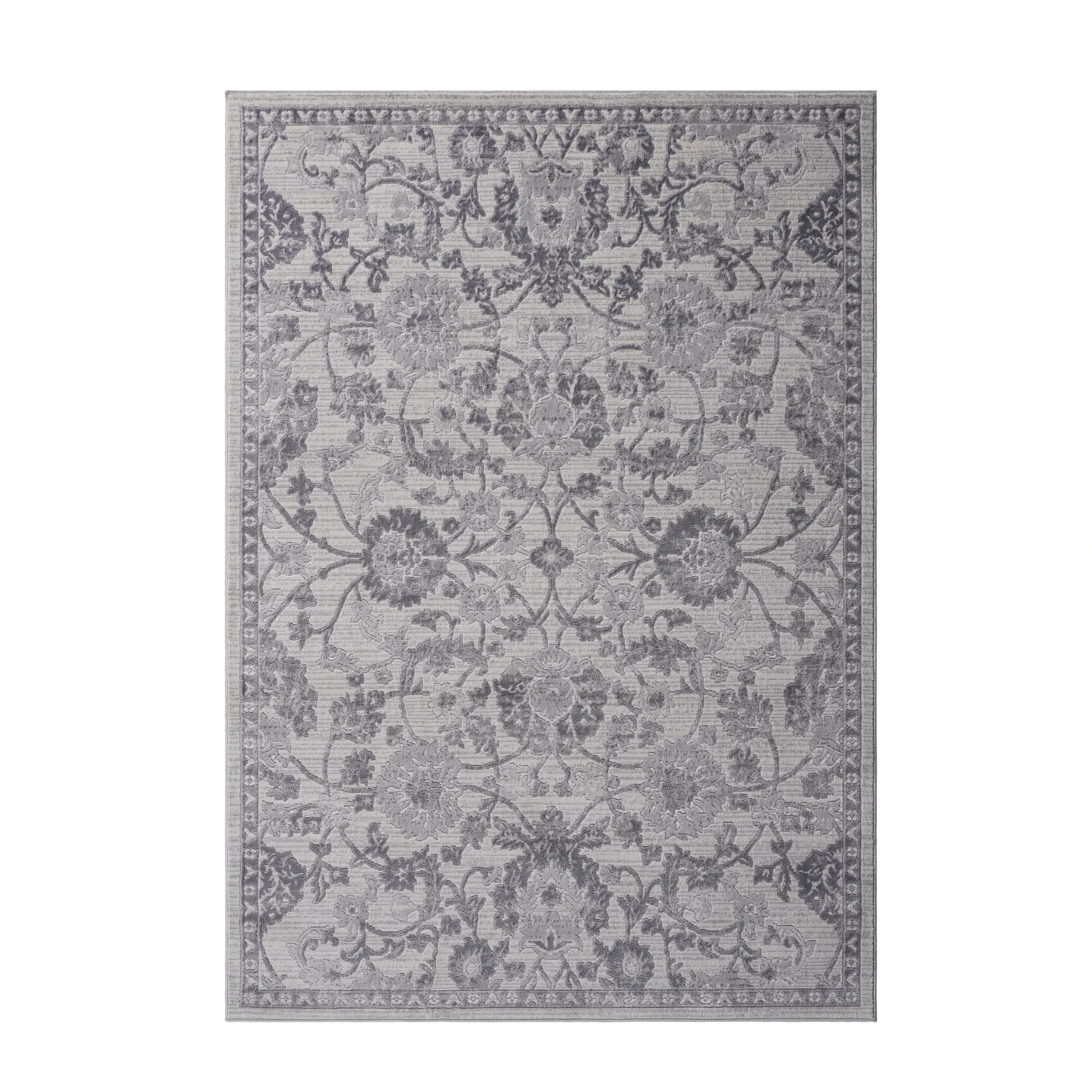 Loom & Luxe Grey & Silver & Oriental Area Rug
