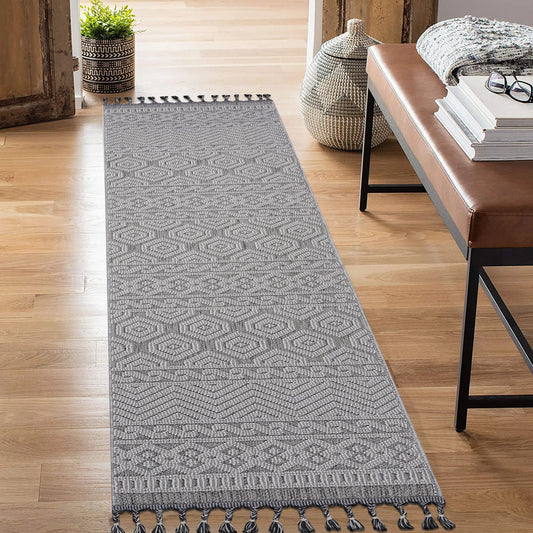 Loom & Luxe Grey & White & Geometric Indoor/Outdoor Area Rug