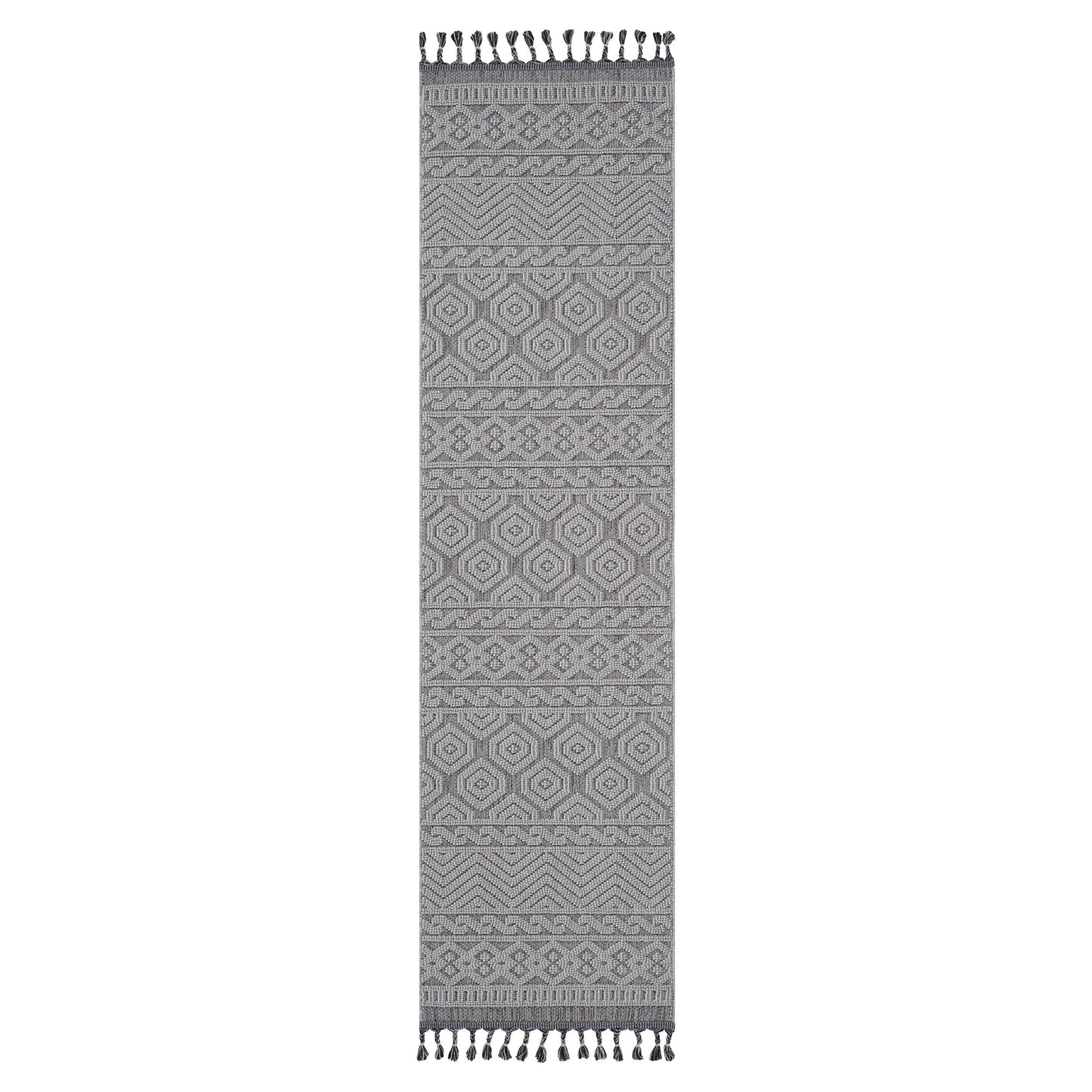 Loom & Luxe Grey & White & Geometric Indoor/Outdoor Area Rug