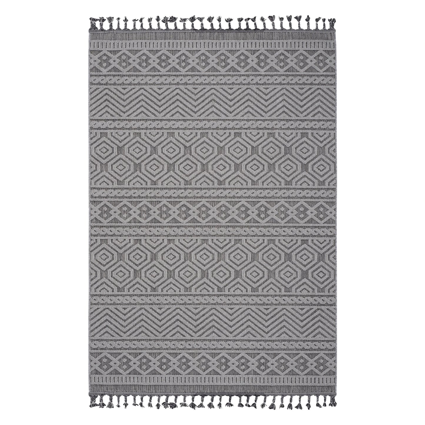 Loom & Luxe Grey & White & Geometric Indoor/Outdoor Area Rug