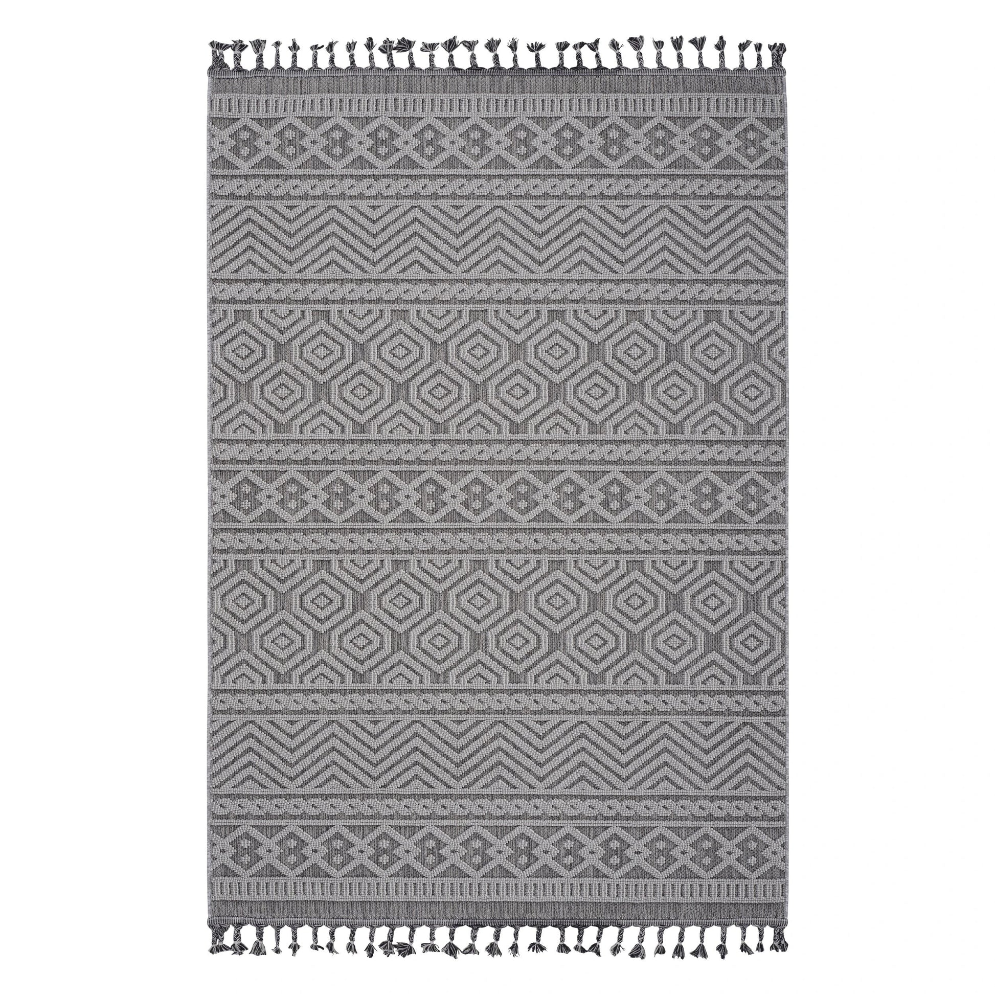 Loom & Luxe Grey & White & Geometric Indoor/Outdoor Area Rug