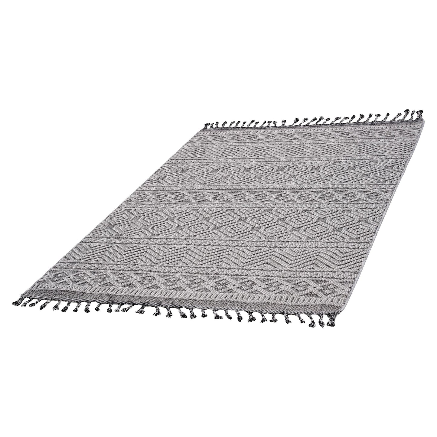 Loom & Luxe Grey & White & Geometric Indoor/Outdoor Area Rug