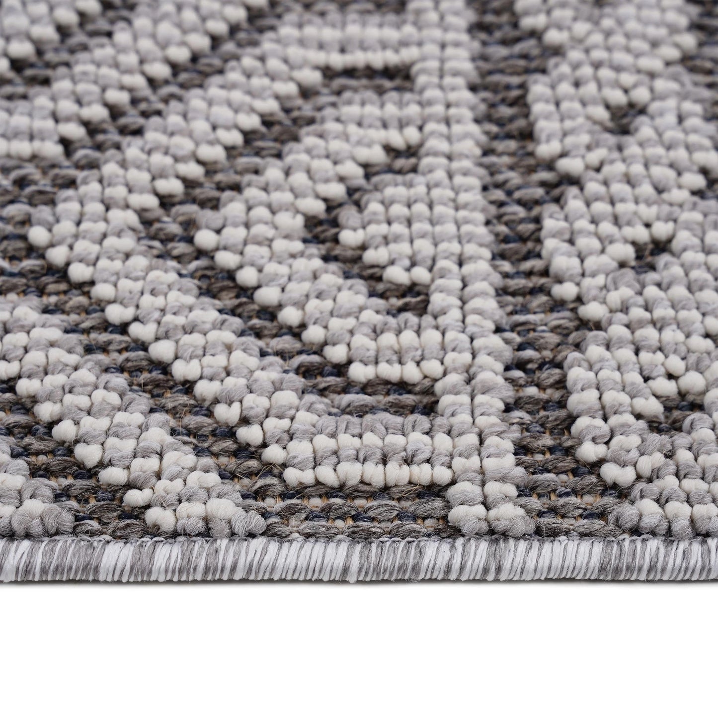 Loom & Luxe Grey & White & Geometric Indoor/Outdoor Area Rug