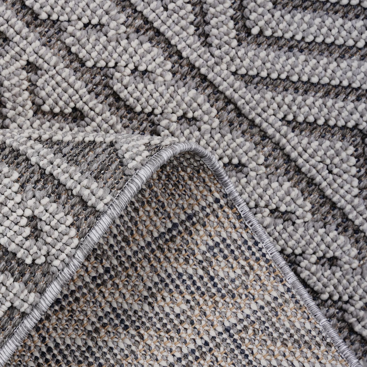 Loom & Luxe Grey & White & Geometric Indoor/Outdoor Area Rug