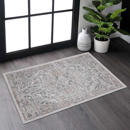 Loom & Luxe Ivory & Beige & Oriental Area Rug