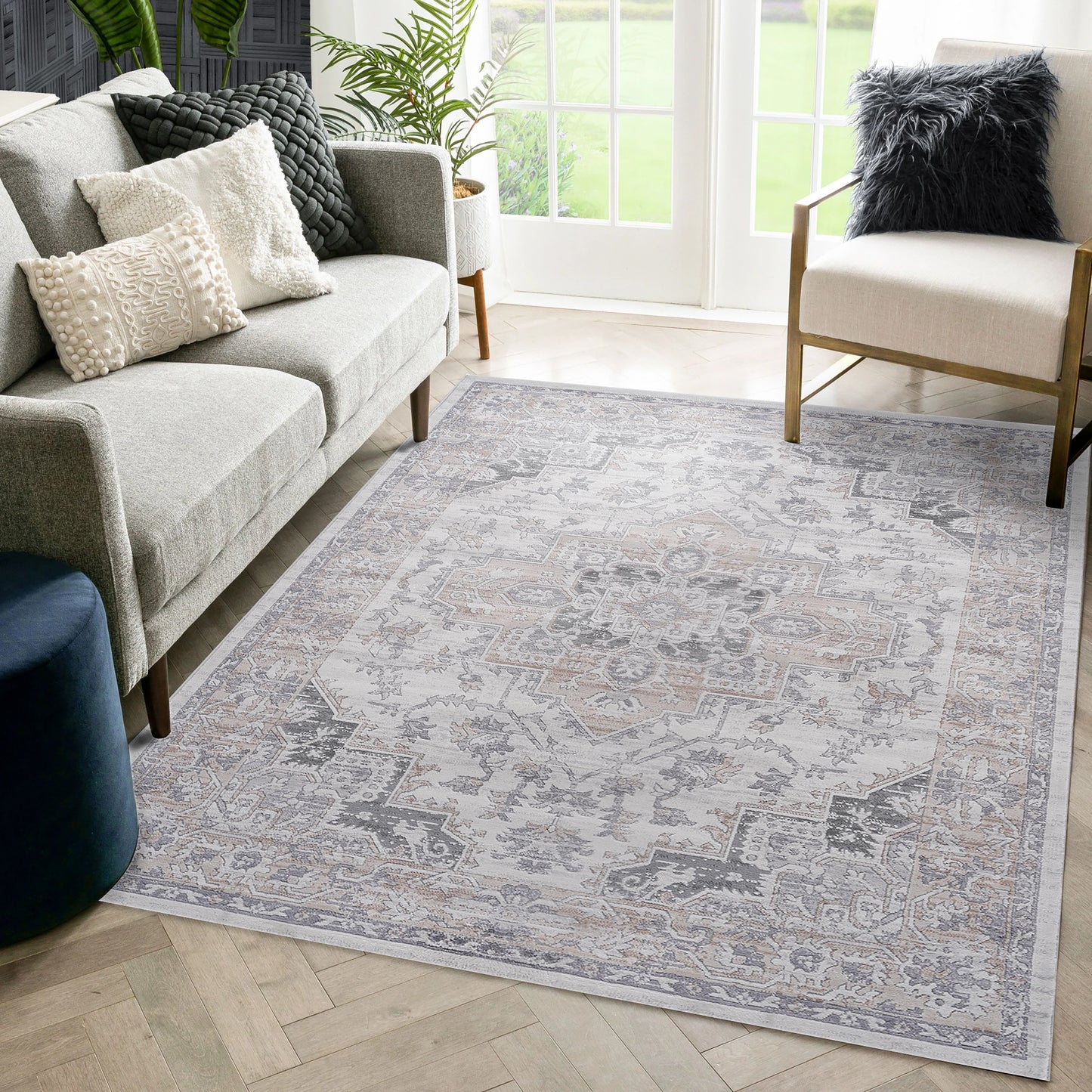 Loom & Luxe Ivory & Beige & Oriental Area Rug