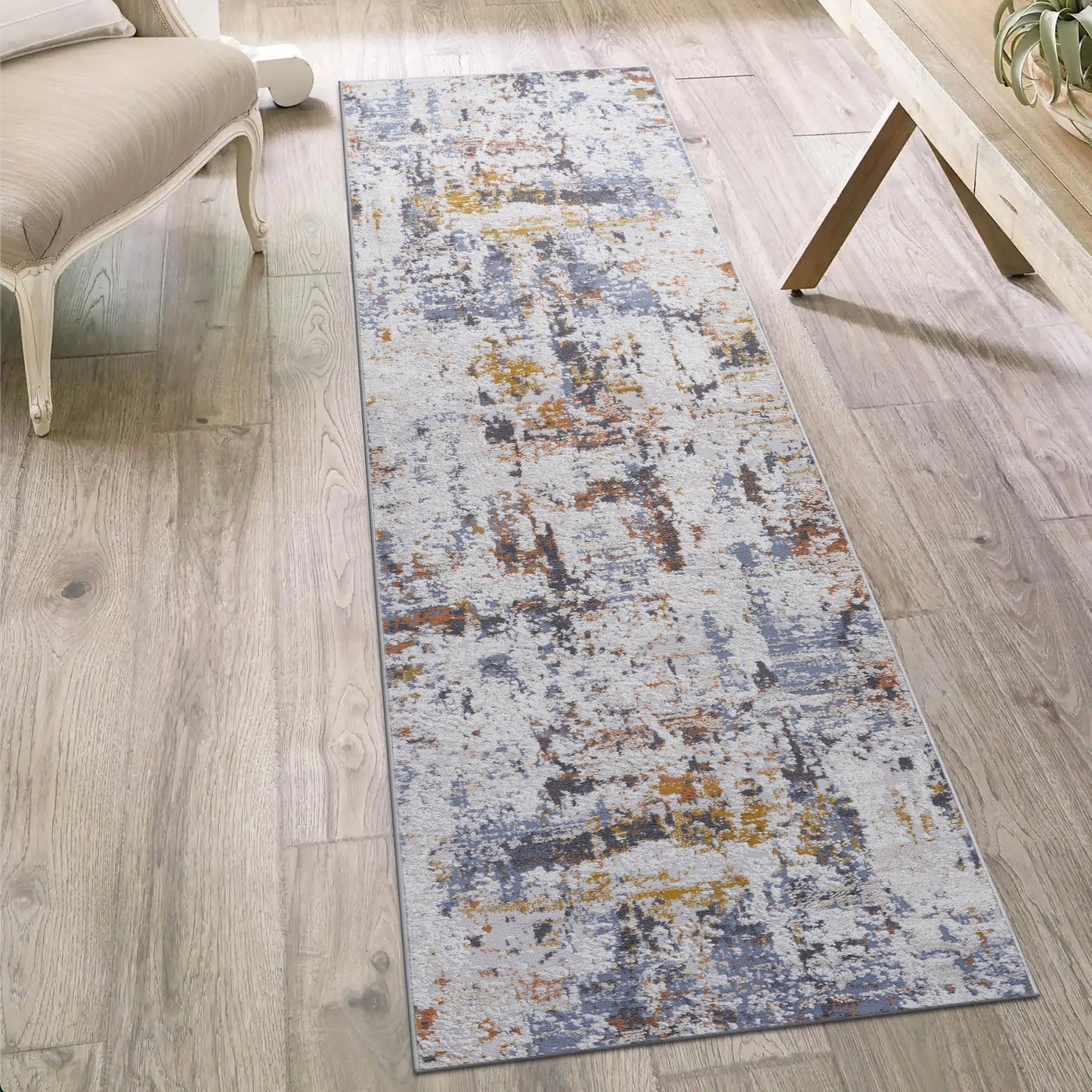 Loom & Luxe Ivory & Blue & Abstract Area Rug