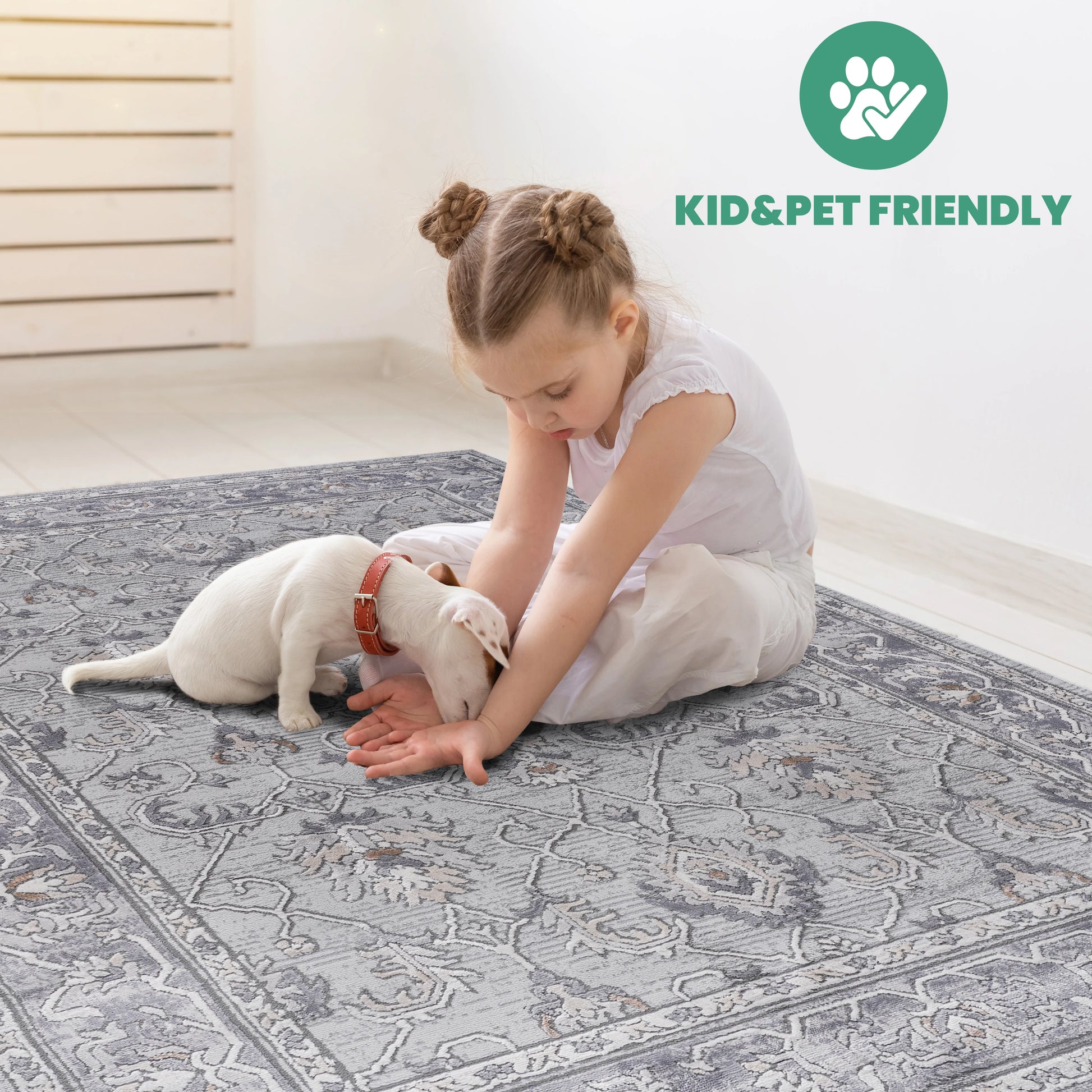 Loom & Luxe Ivory & Grey & Oriental Area Rug