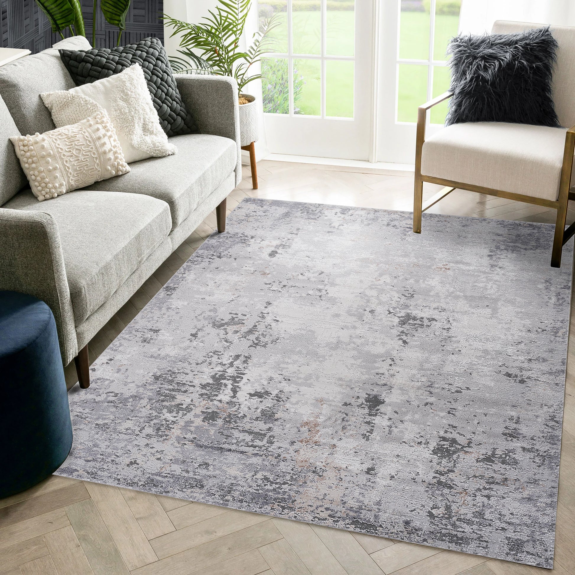 Loom & Luxe Ivory & Sand & Abstract Area Rug