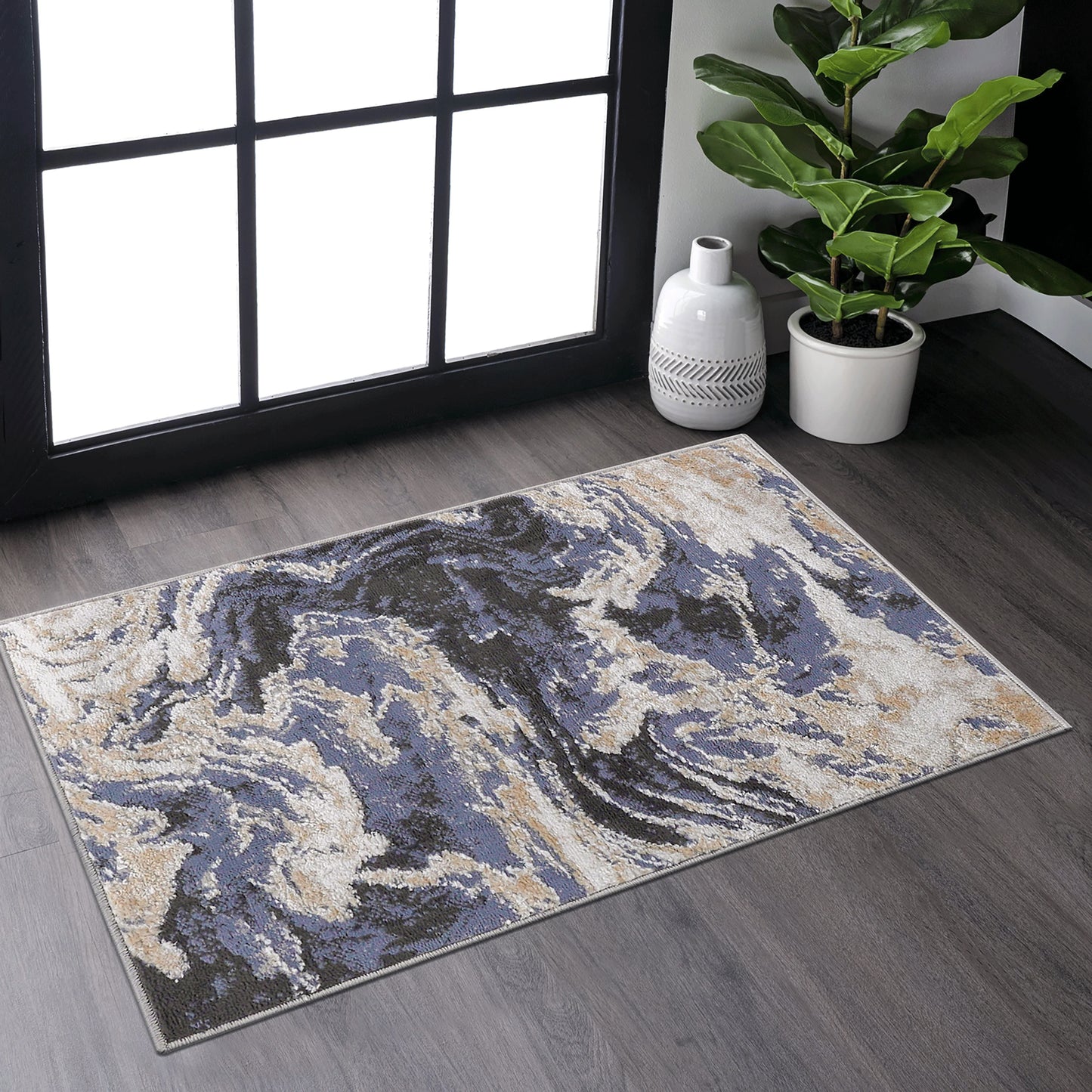 Loom & Luxe L.Blue & Abstract Area Rug