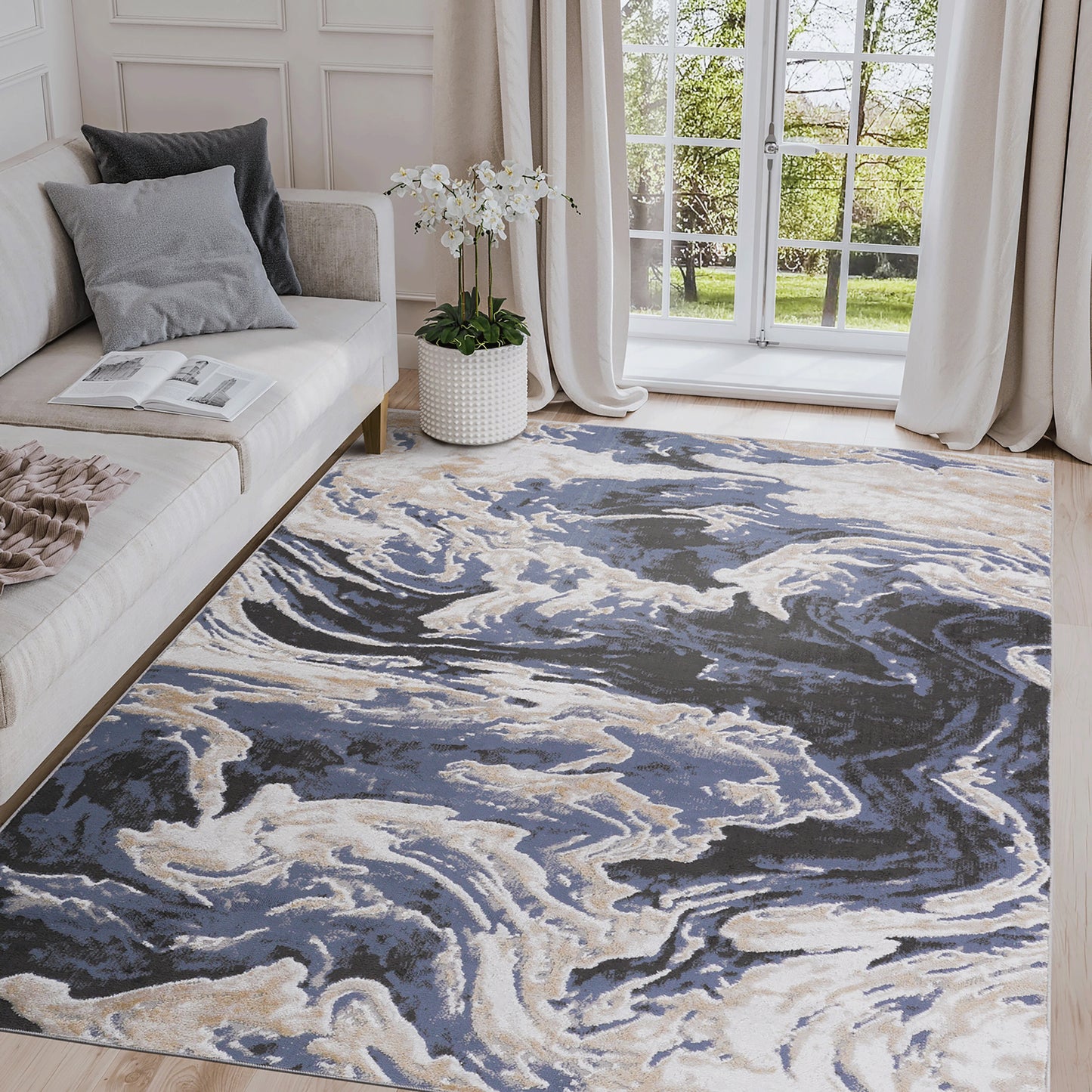 Loom & Luxe L.Blue & Abstract Area Rug