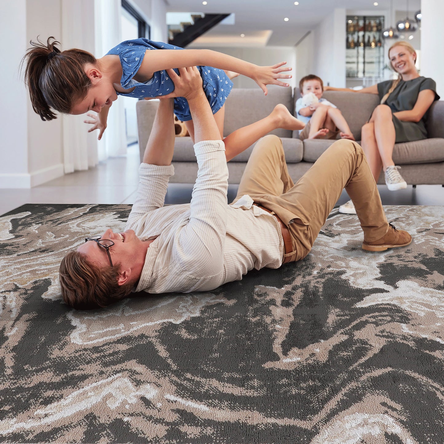 Loom & Luxe L.Brown & Abstract Area Rug