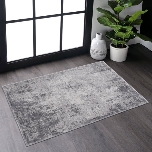 Loom & Luxe Light Grey & Abstract Area Rug