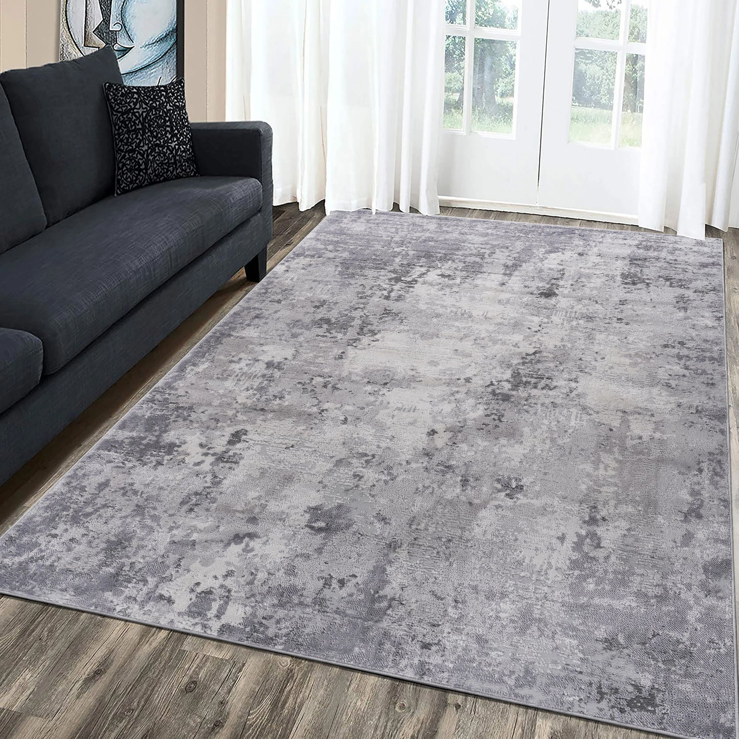 Loom & Luxe Light Grey & Abstract Area Rug