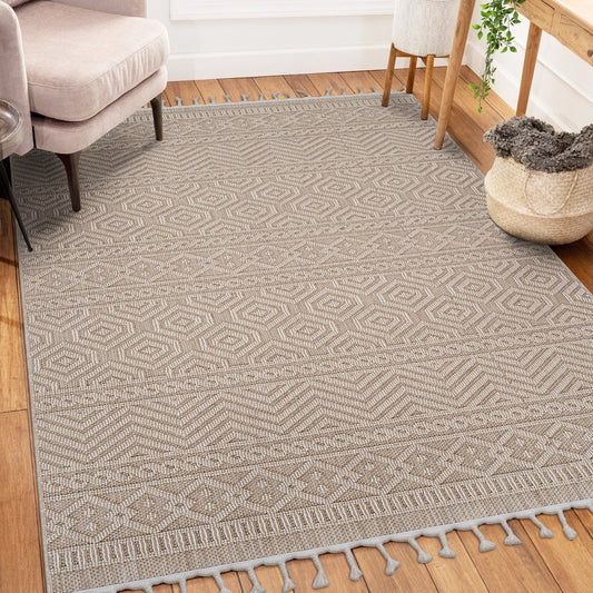 Loom & Luxe Mocha & Geometric Indoor/Outdoor Area Rug