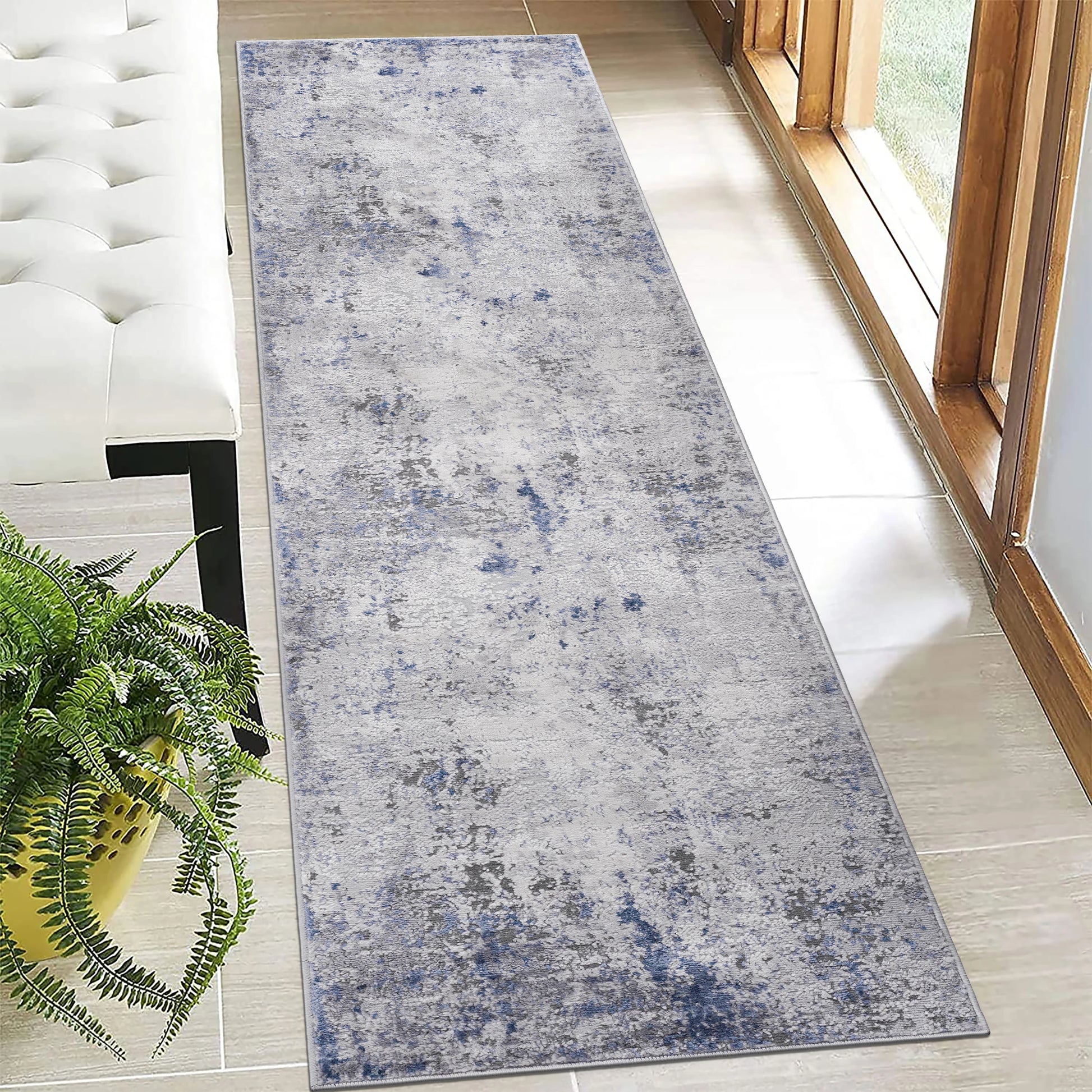 Loom & Luxe Silver & Blue & Abstract Area Rug