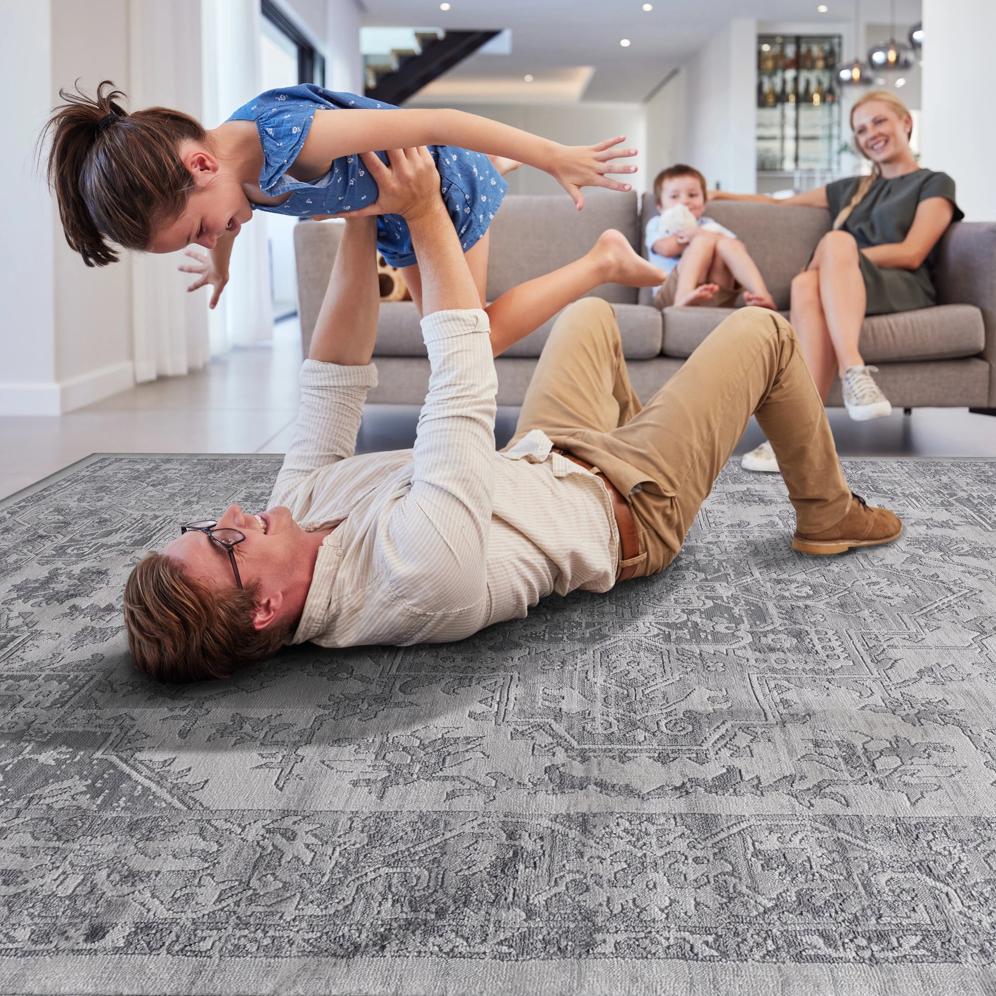 Loom & Luxe Silver & Oriental Area Rug