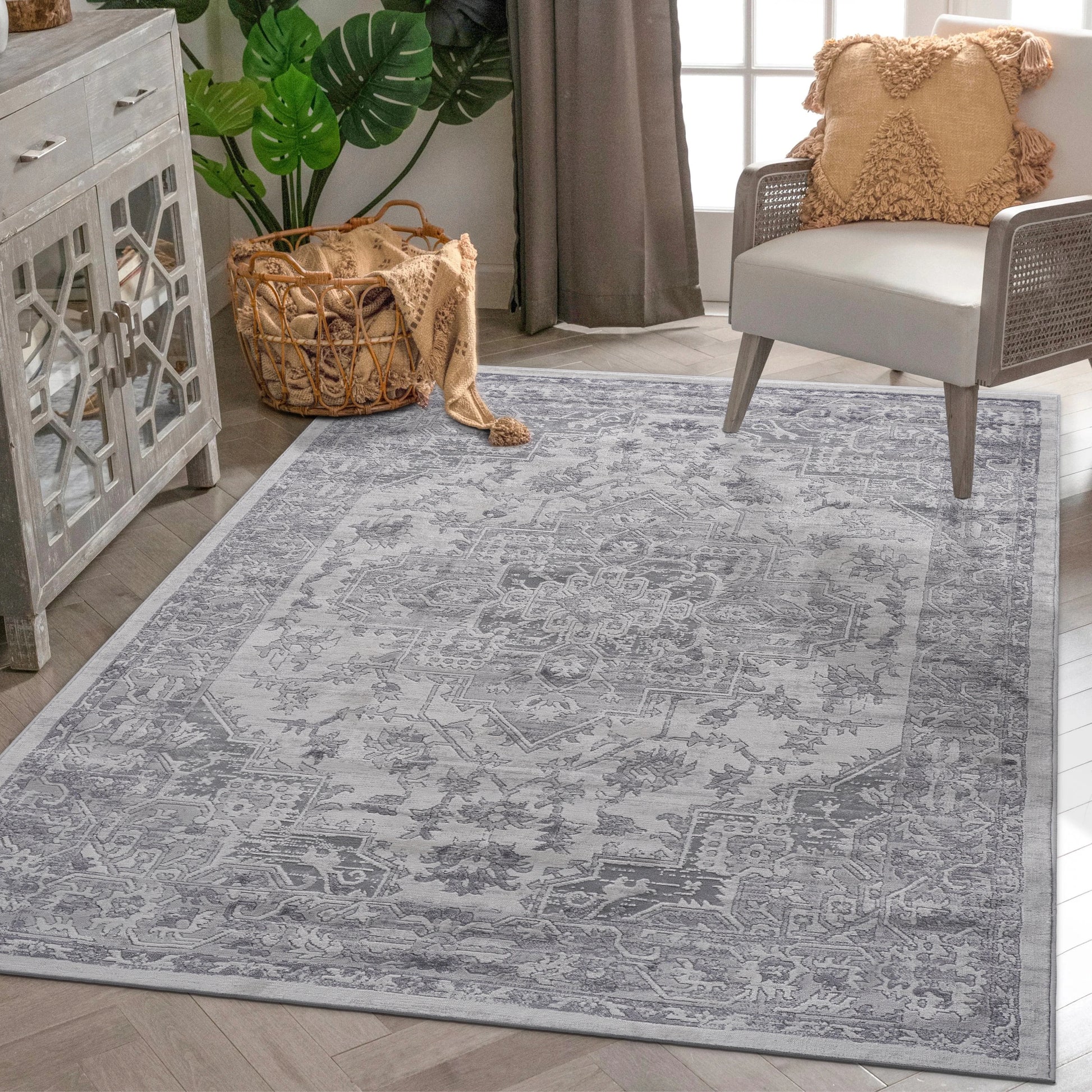 Loom & Luxe Silver & Oriental Area Rug