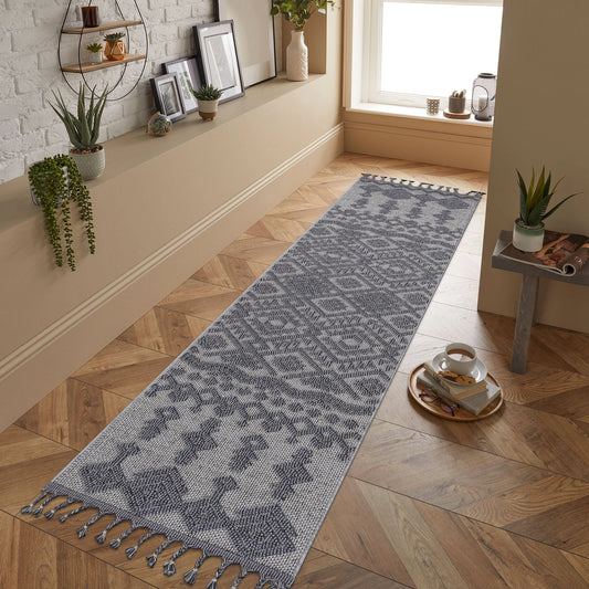 Loom & Luxe White & Gray & Traditional Indoor/Outdoor Area Rug
