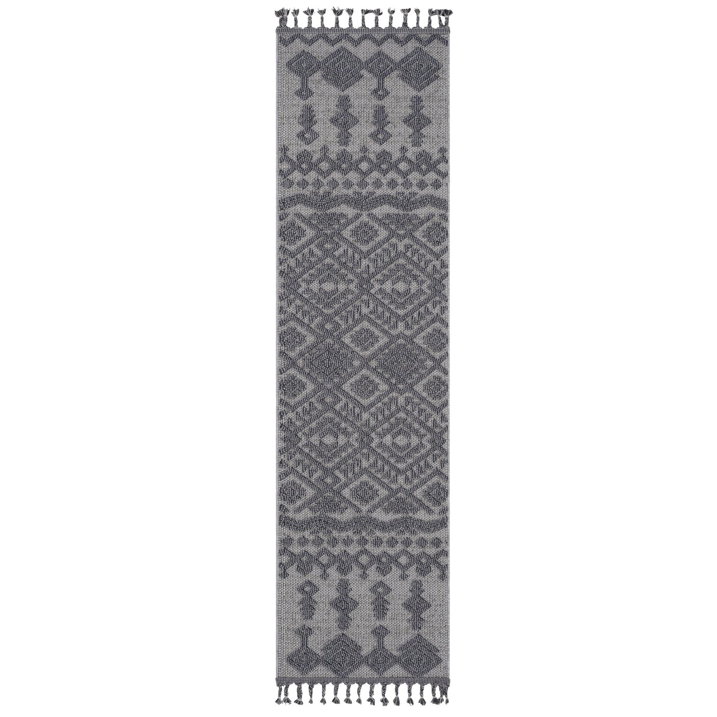 Loom & Luxe White & Gray & Traditional Indoor/Outdoor Area Rug