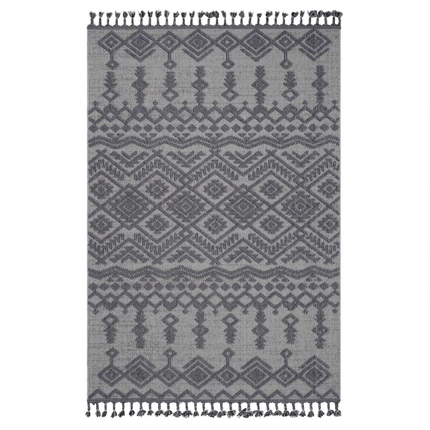 Loom & Luxe White & Gray & Traditional Indoor/Outdoor Area Rug
