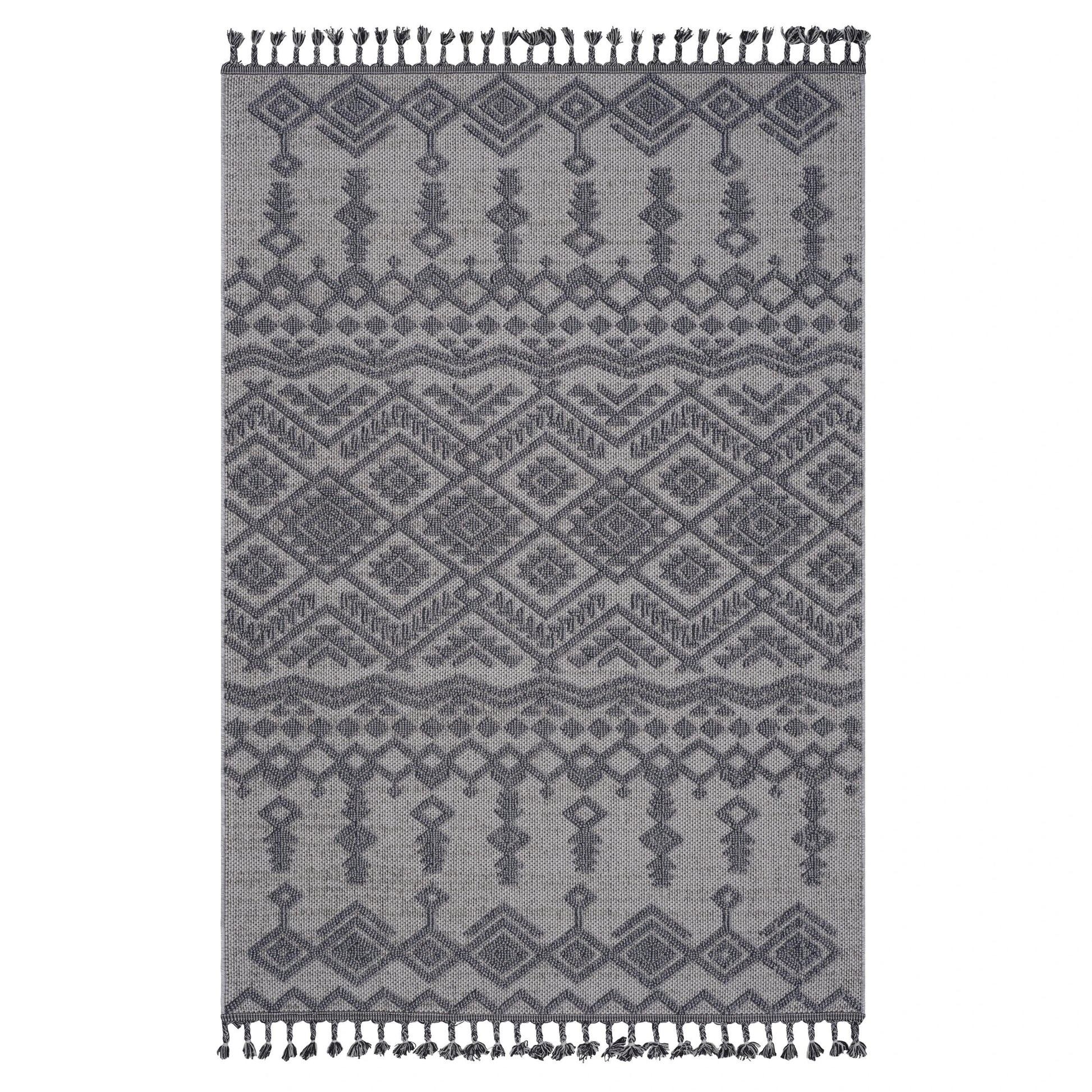Loom & Luxe White & Gray & Traditional Indoor/Outdoor Area Rug