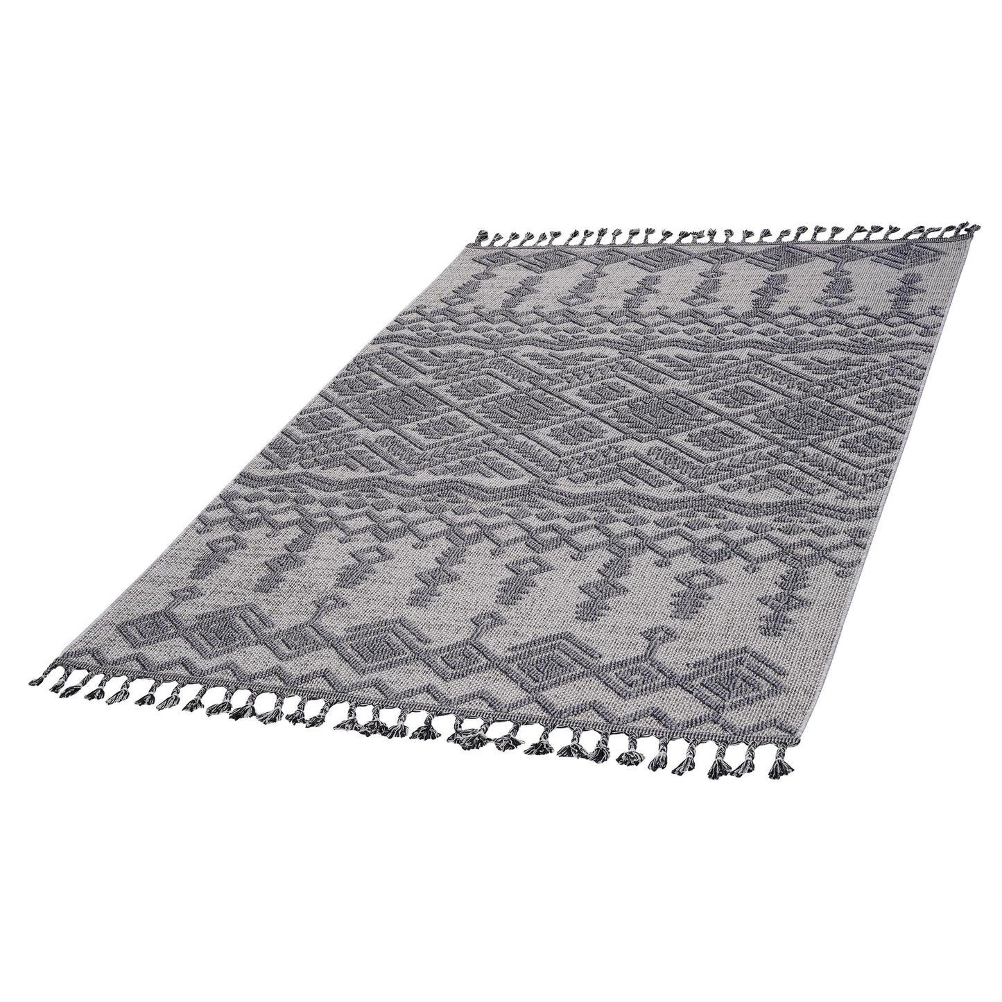 Loom & Luxe White & Gray & Traditional Indoor/Outdoor Area Rug