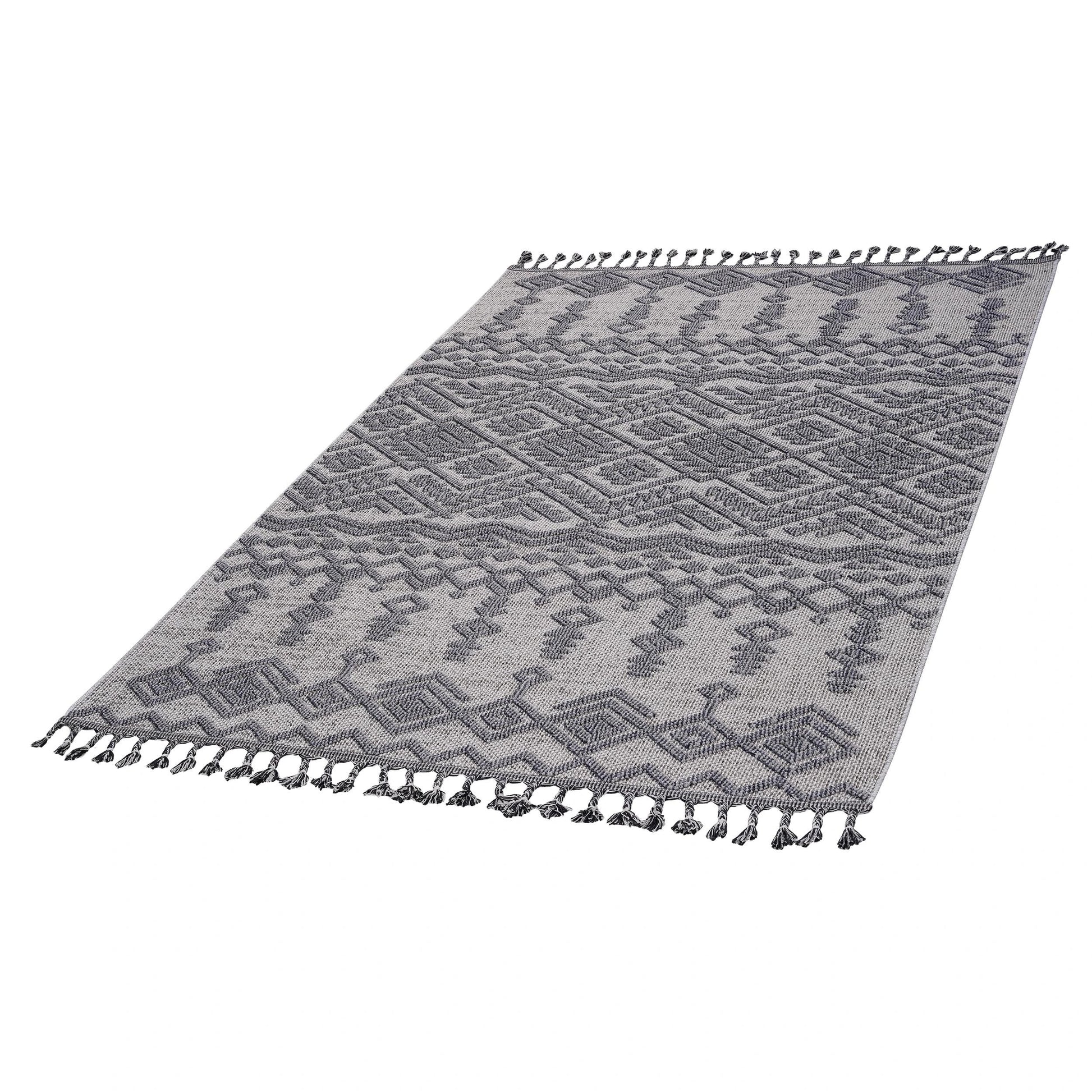 Loom & Luxe White & Gray & Traditional Indoor/Outdoor Area Rug