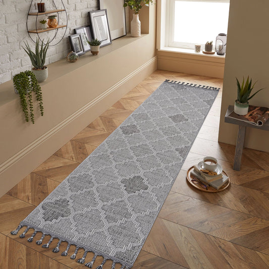 Loom & Luxe White & Grey & Trellis Indoor/Outdoor Area Rug